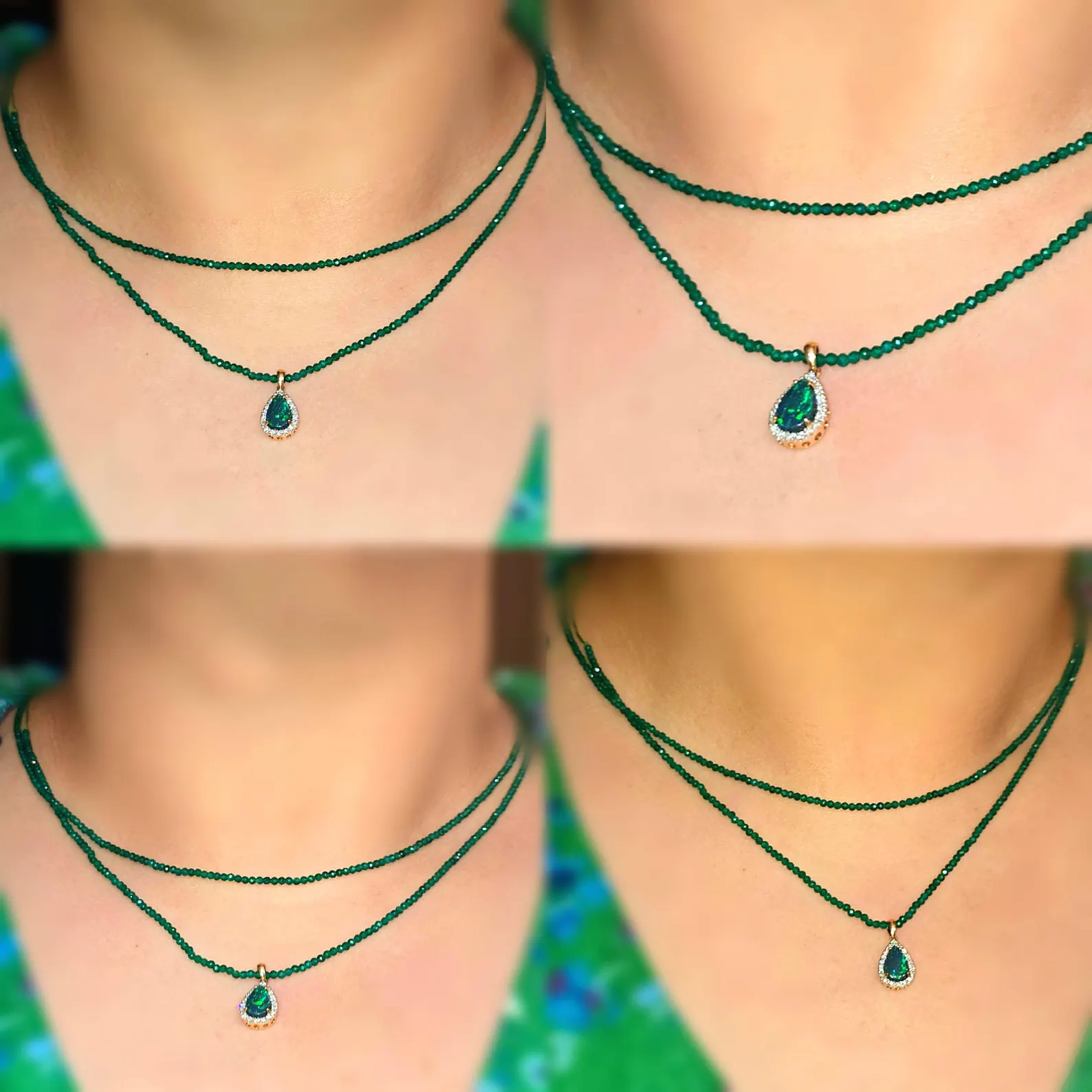 Solid 14k Rose Gold Natural Australian Black Opal Necklace, Solid BLACK OPAL thumbnail 21