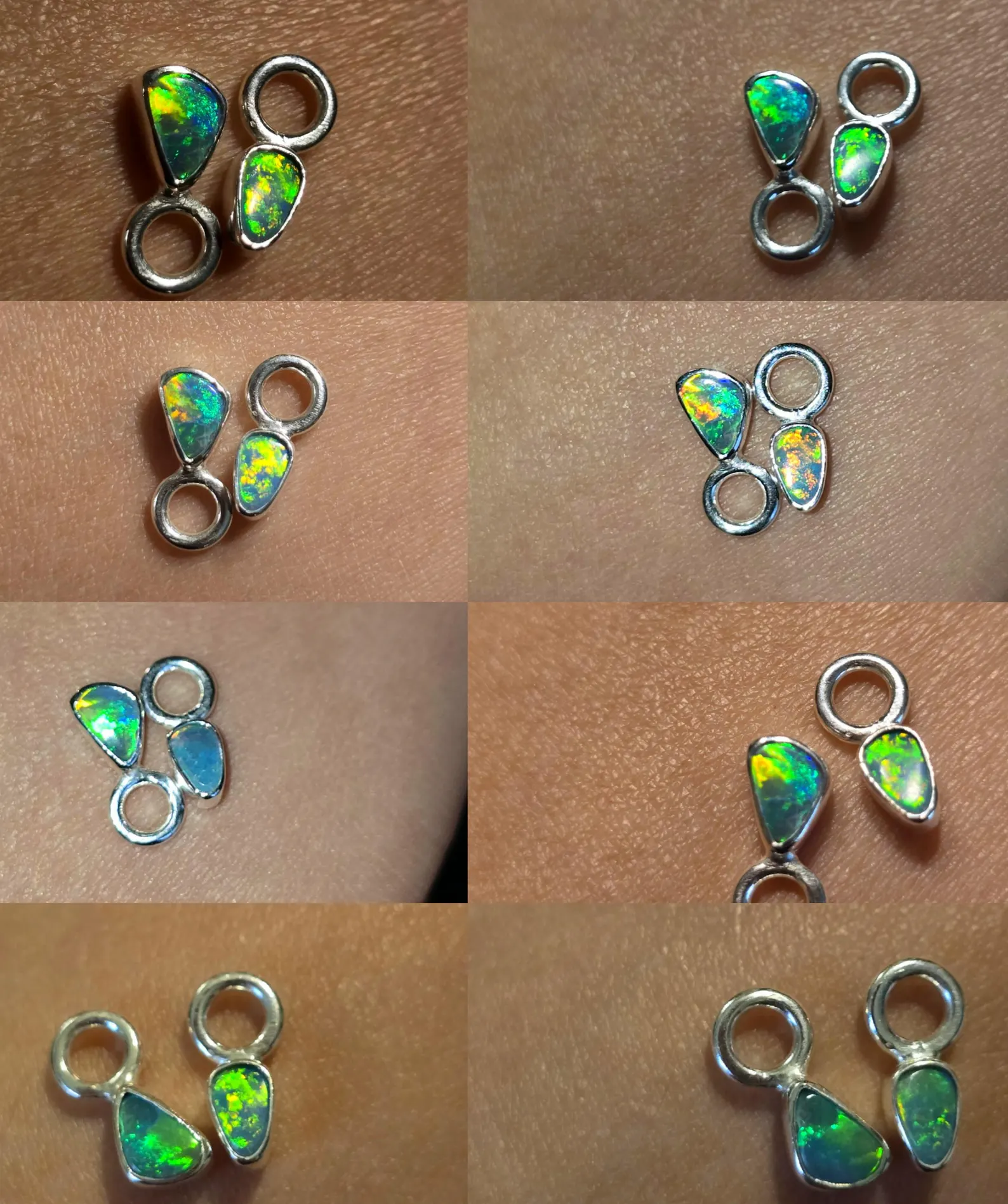 Natural Australian Opal Hoops 925 sterling silver 6 thumbnail 7