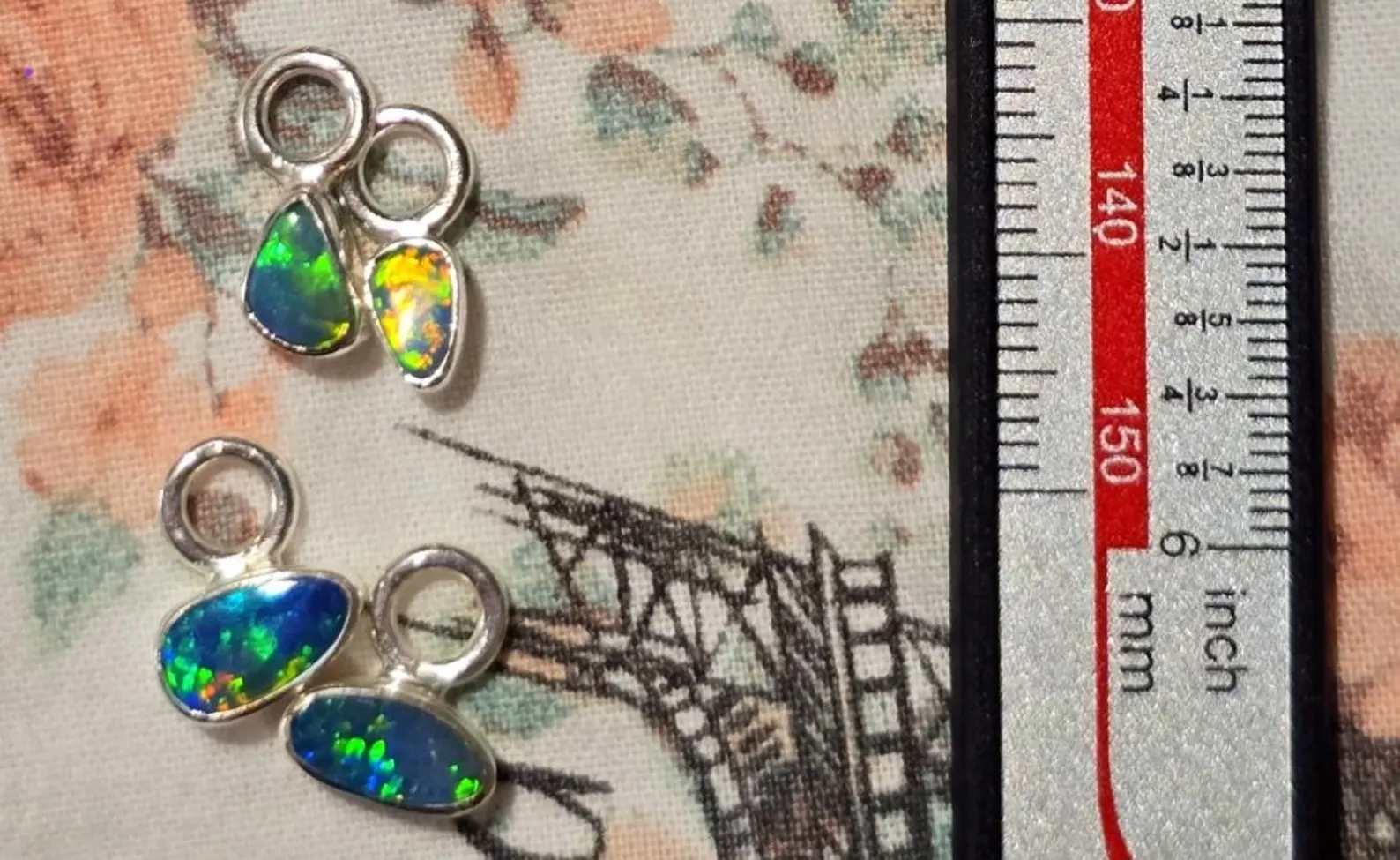 Natural Australian Opal Hoops 925 sterling silver 6 thumbnail 9