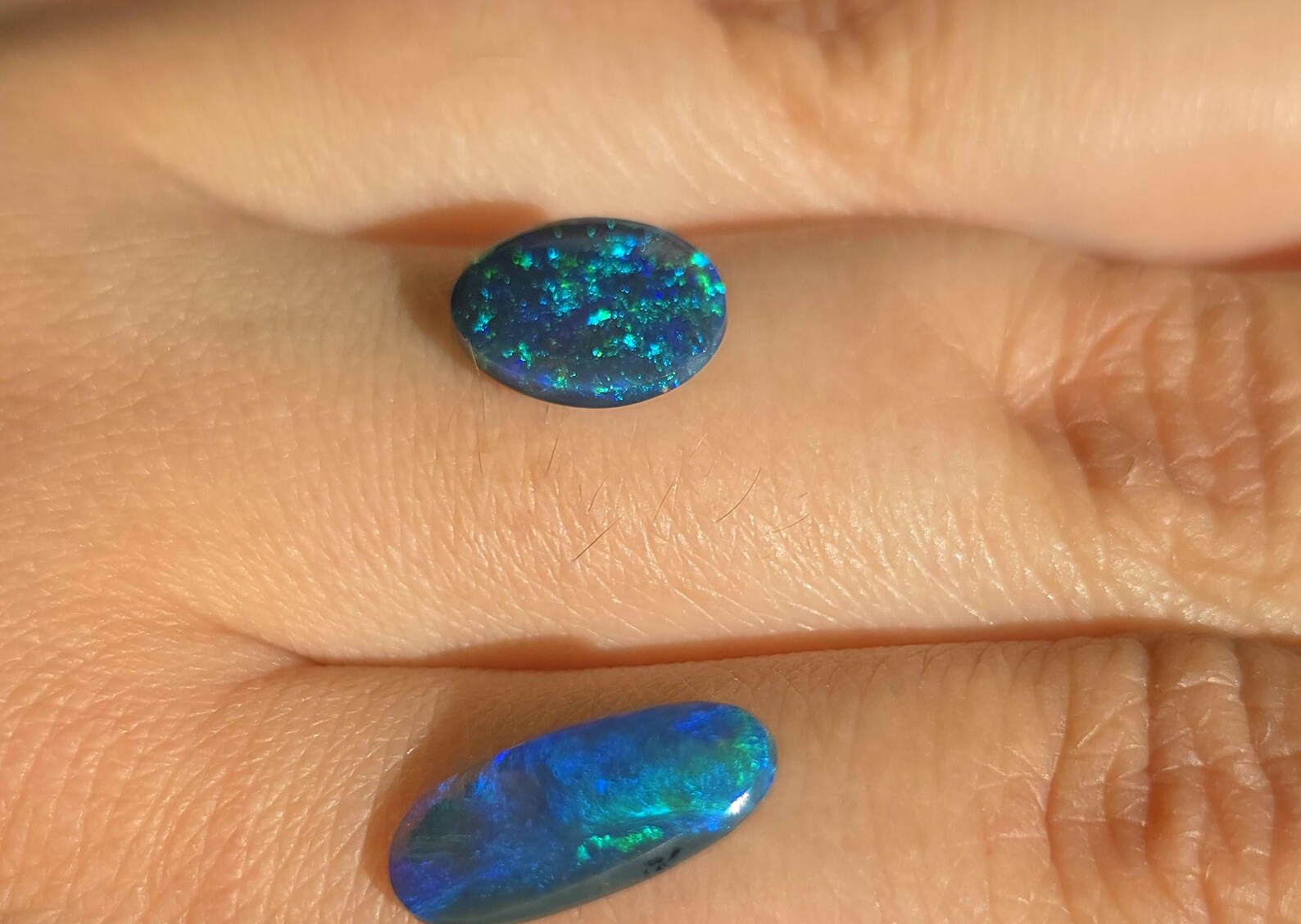 Starry night sky - CUSTOM Natural Australian Black Opal Ring thumbnail 2