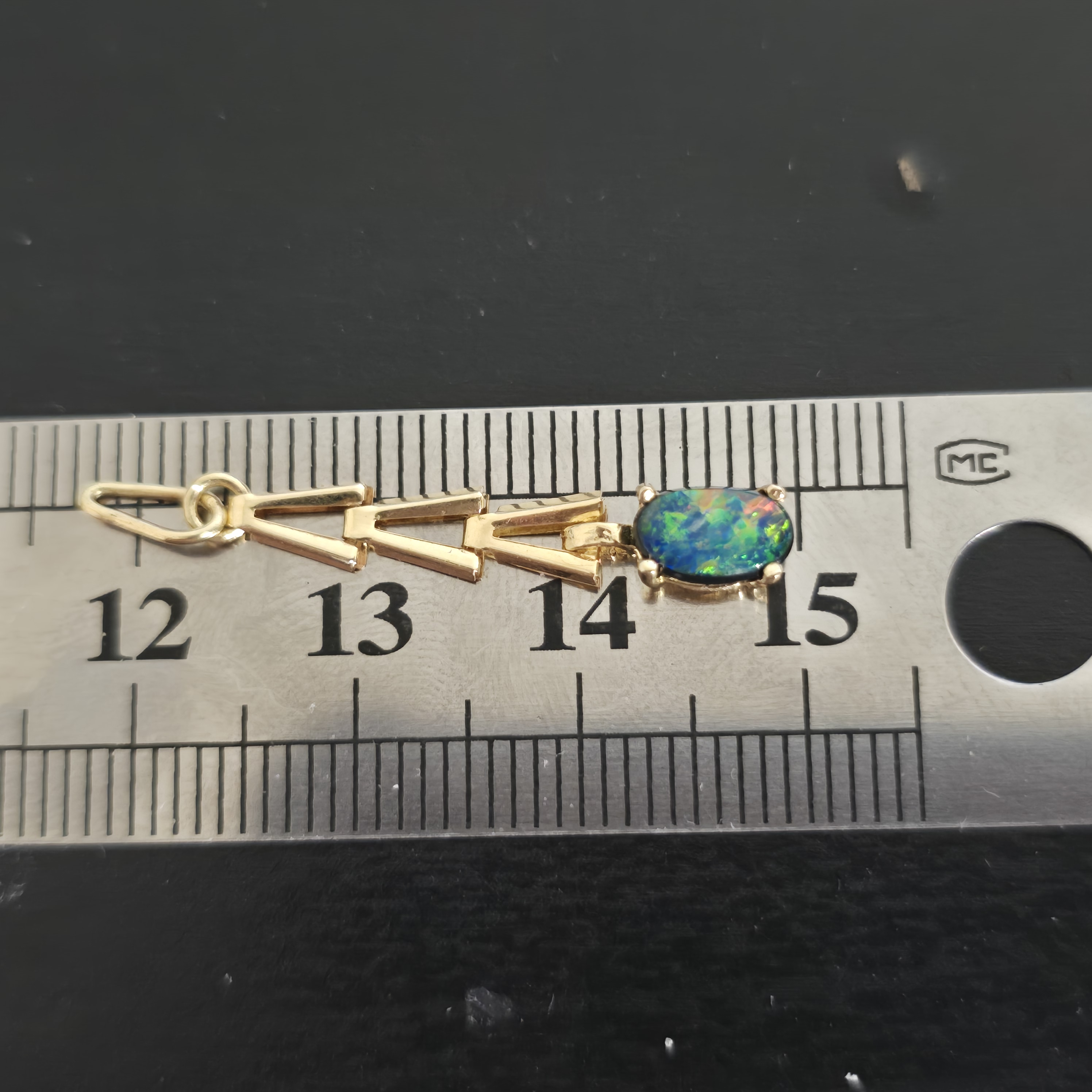 GREYBAE - NEON Solid 10k Gold Natural Australian Opal Doublet, Chevron link - Copy thumbnail 10