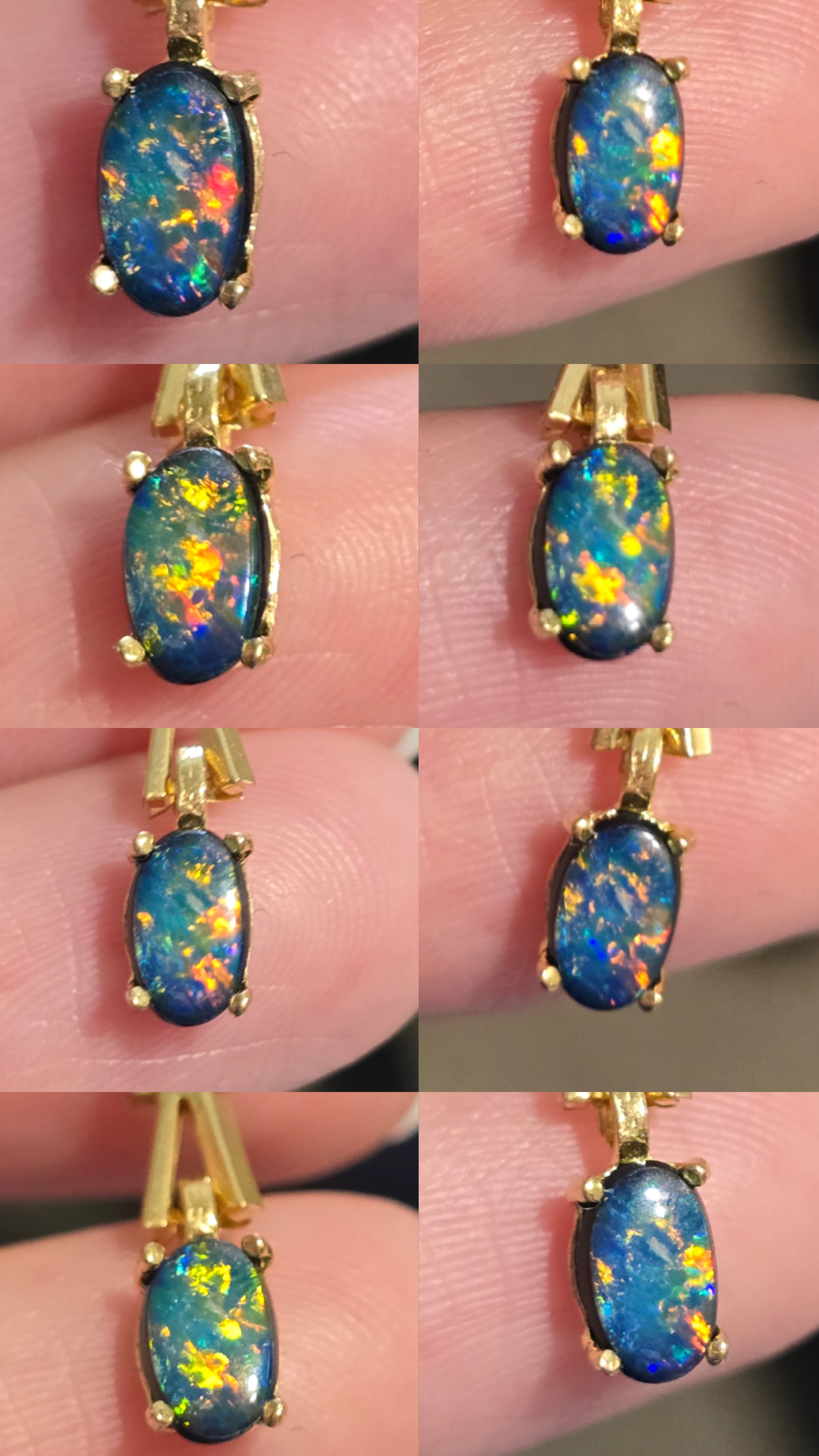 GREYBAE - NEON Solid 10k Gold Natural Australian Opal Doublet, Chevron link - Copy thumbnail 2