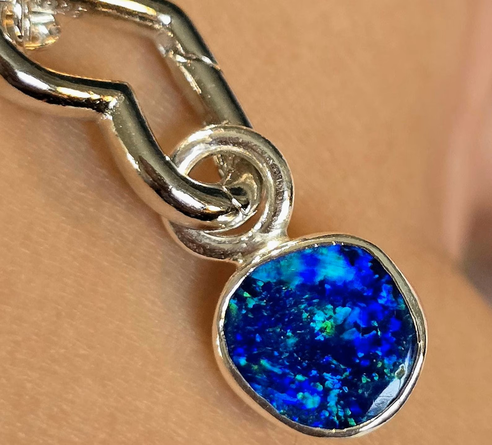 Natural Australian Opal Pendant 925 sterling silver, Opal Doublet 11 thumbnail 6