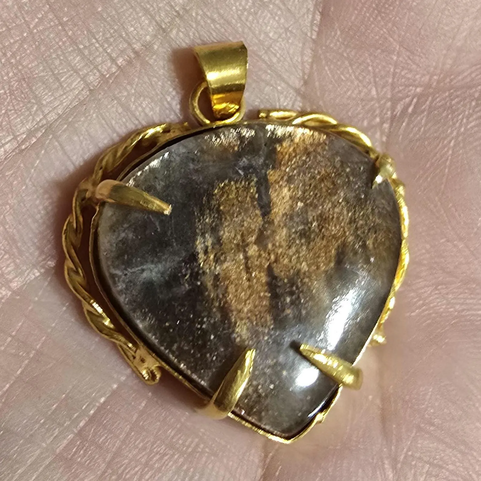 GOLD rush ,Galaxy Sunstone Lattice Copper Brass* Pendant, Gold bronze  thumbnail 17