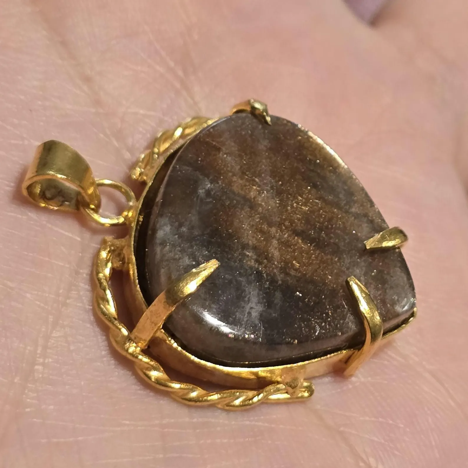 GOLD rush ,Galaxy Sunstone Lattice Copper Brass* Pendant, Gold bronze  thumbnail 20