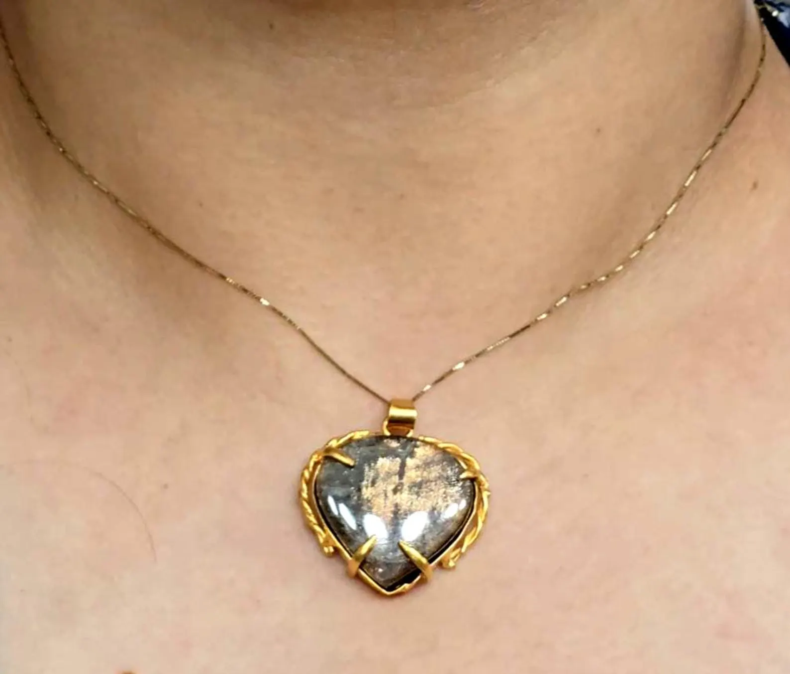 GOLD rush ,Galaxy Sunstone Lattice Copper Brass* Pendant, Gold bronze  thumbnail 12