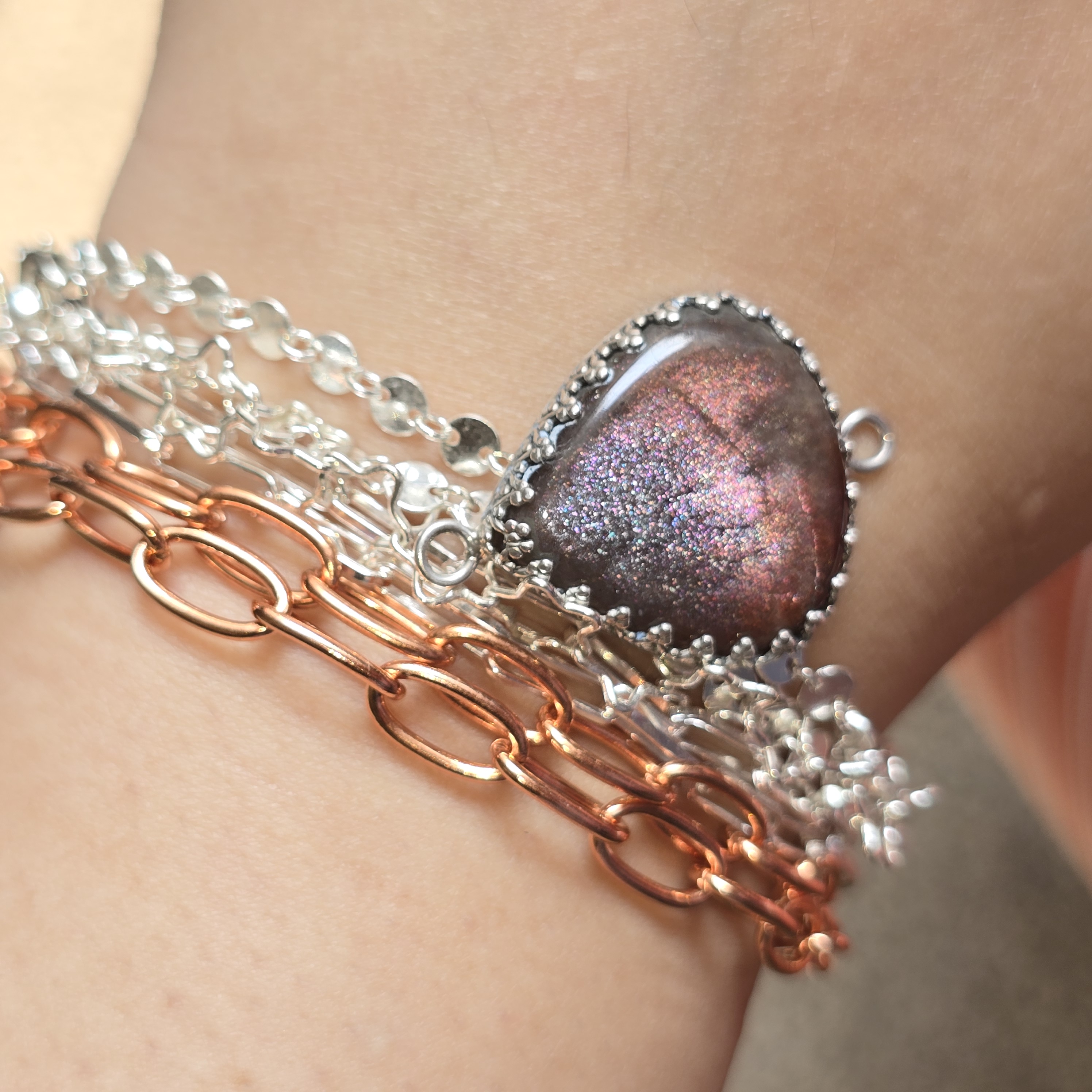  Purple Haze Sunstone Lattice Charm for Bracelet / Pendant 925 Silver 4 thumbnail 3