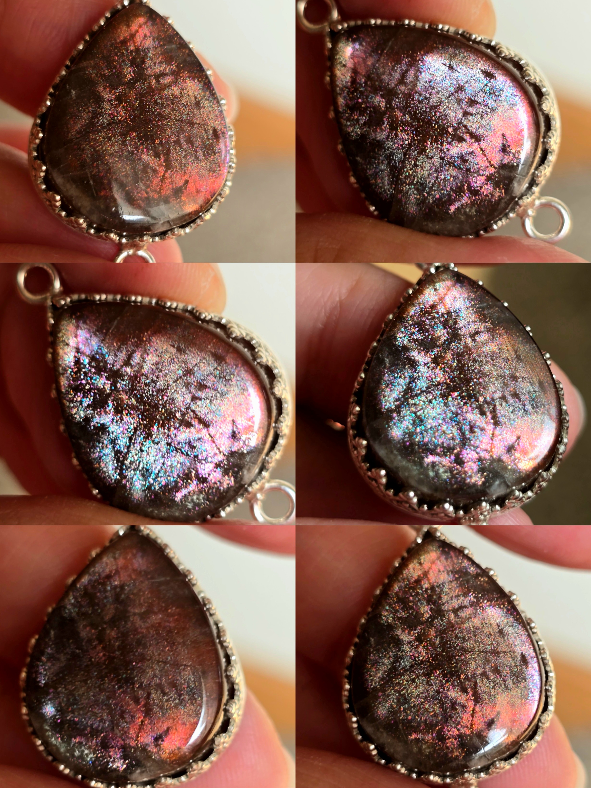  Purple Haze Sunstone Lattice Charm for Bracelet / Pendant 925 Silver 4 thumbnail 4