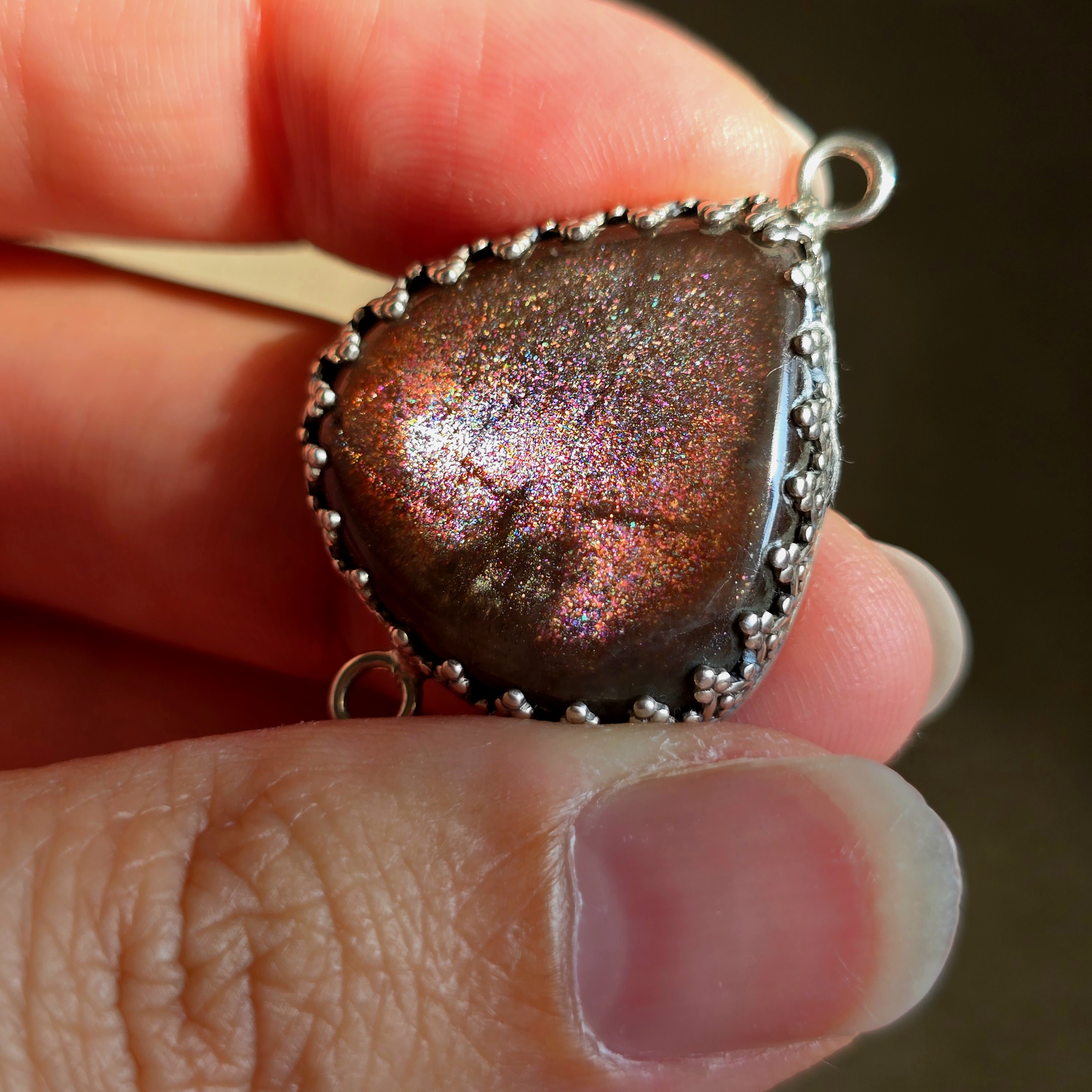  Purple Haze Sunstone Lattice Charm for Bracelet / Pendant 925 Silver 4 thumbnail 7