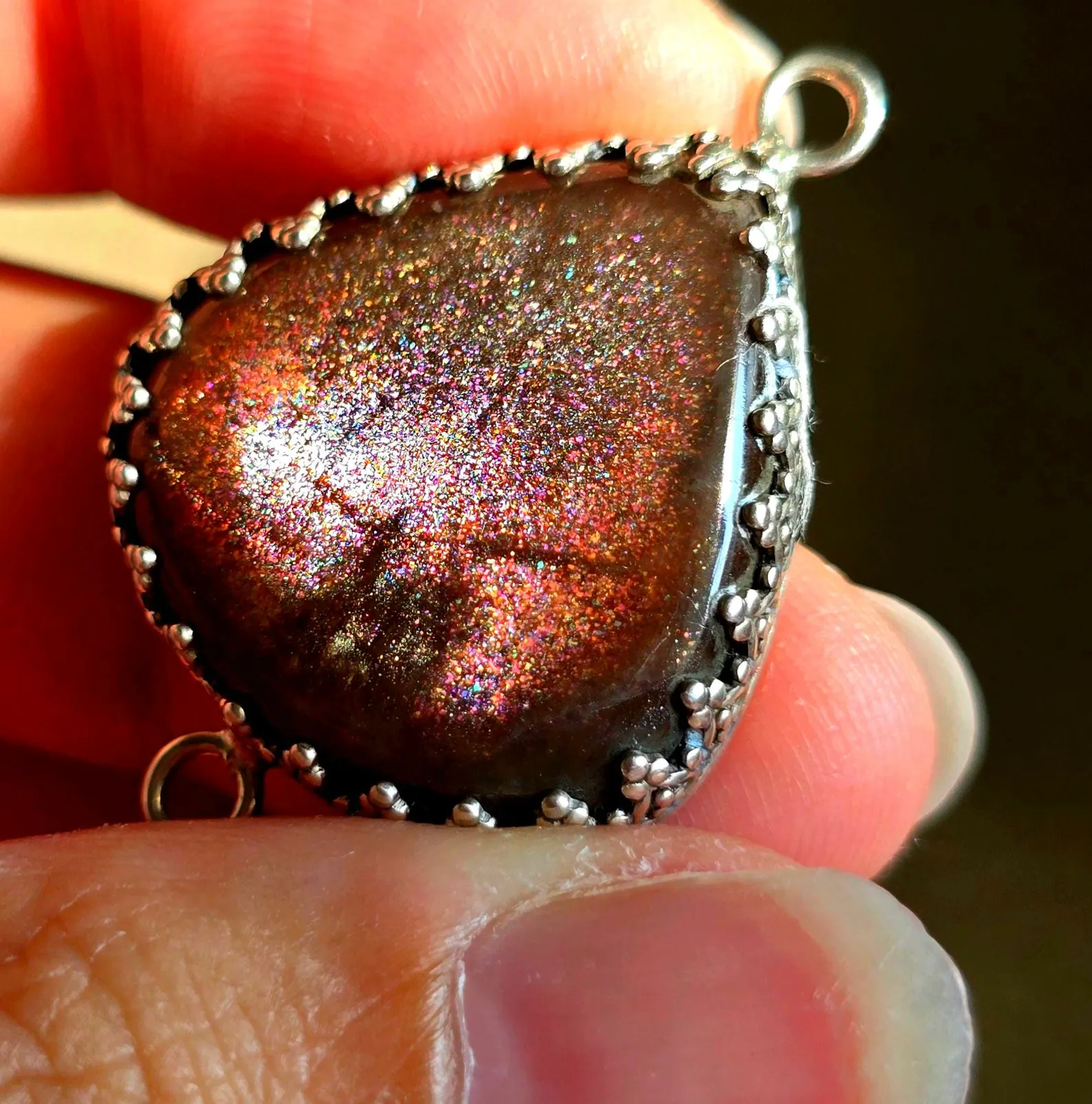  Purple Haze Sunstone Lattice Charm for Bracelet / Pendant 925 Silver 4