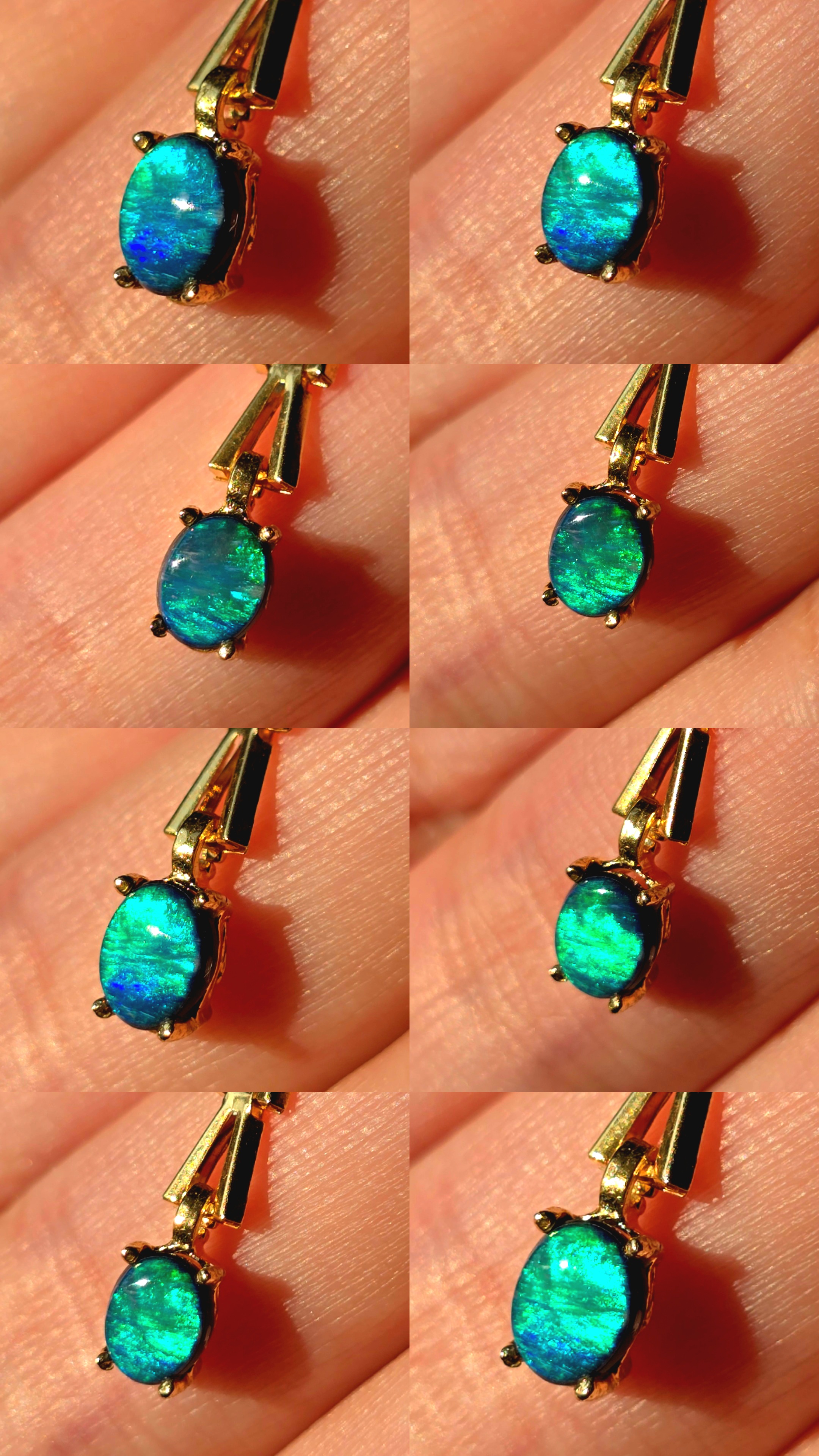 REIGN - NEON Solid 10k Gold Natural Australian Opal Doublet, Chevron link -  thumbnail 5
