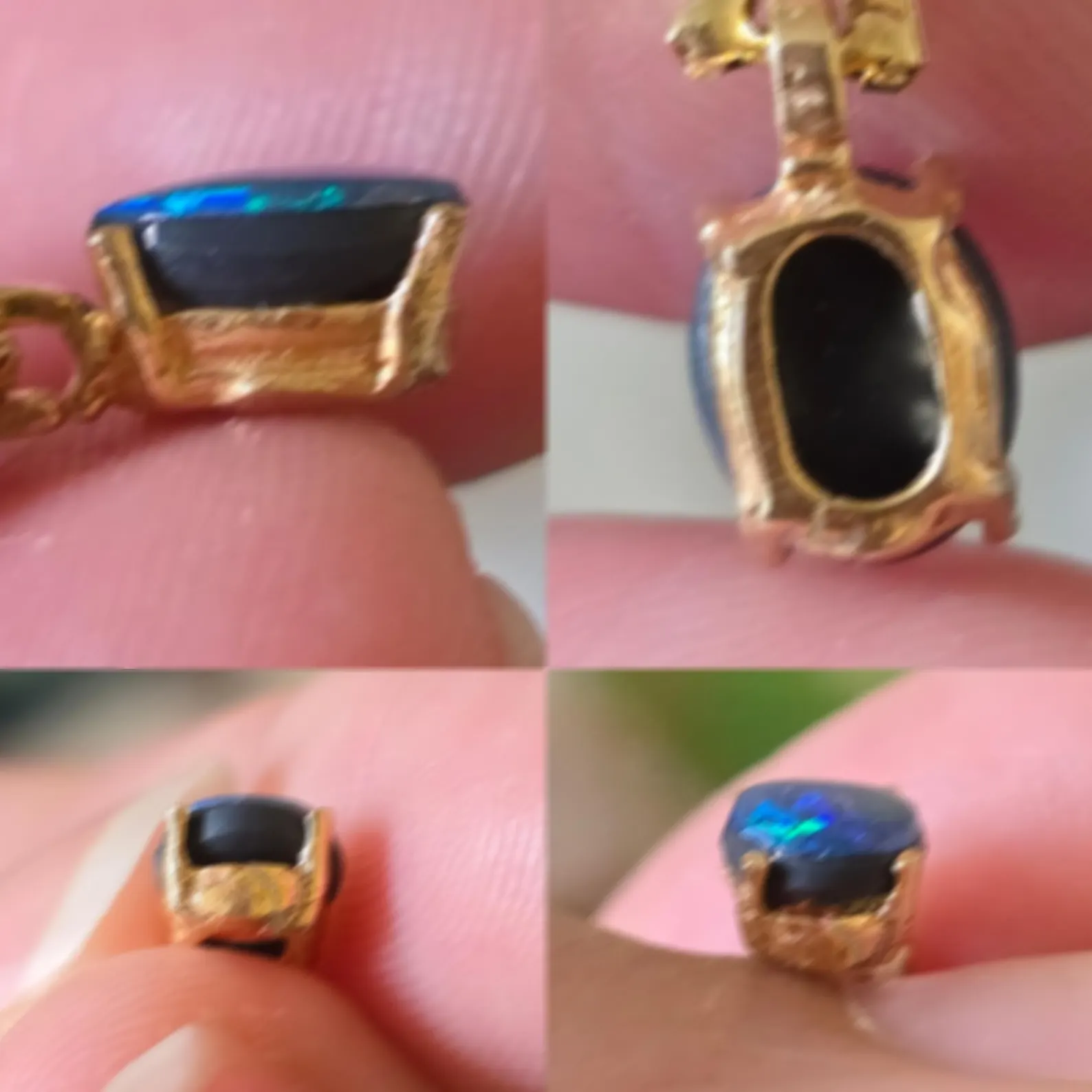 REIGN - NEON Solid 10k Gold Natural Australian Opal Doublet, Chevron link -  thumbnail 15
