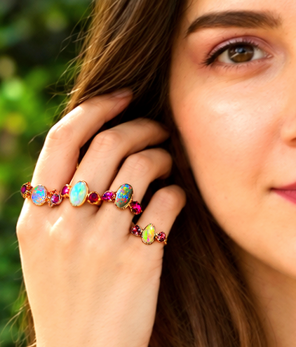 CUSTOM QueenB : 18k rose gold Crystal Opal heart locket with tourmaline and sapphires  thumbnail 8