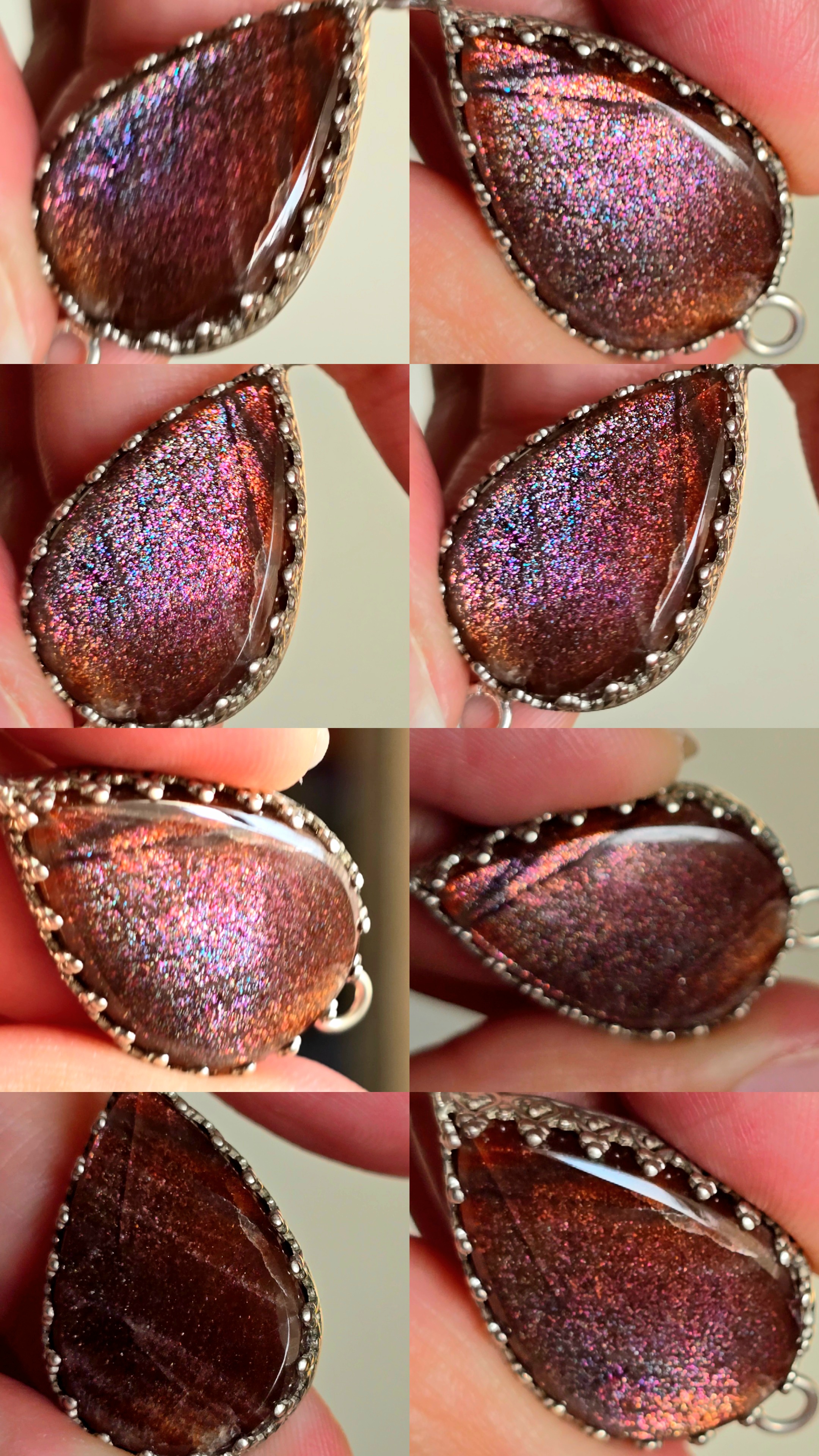 Purple Haze Sunstone Lattice Charm for Bracelet / Pendant 925 Silver 9 thumbnail 3