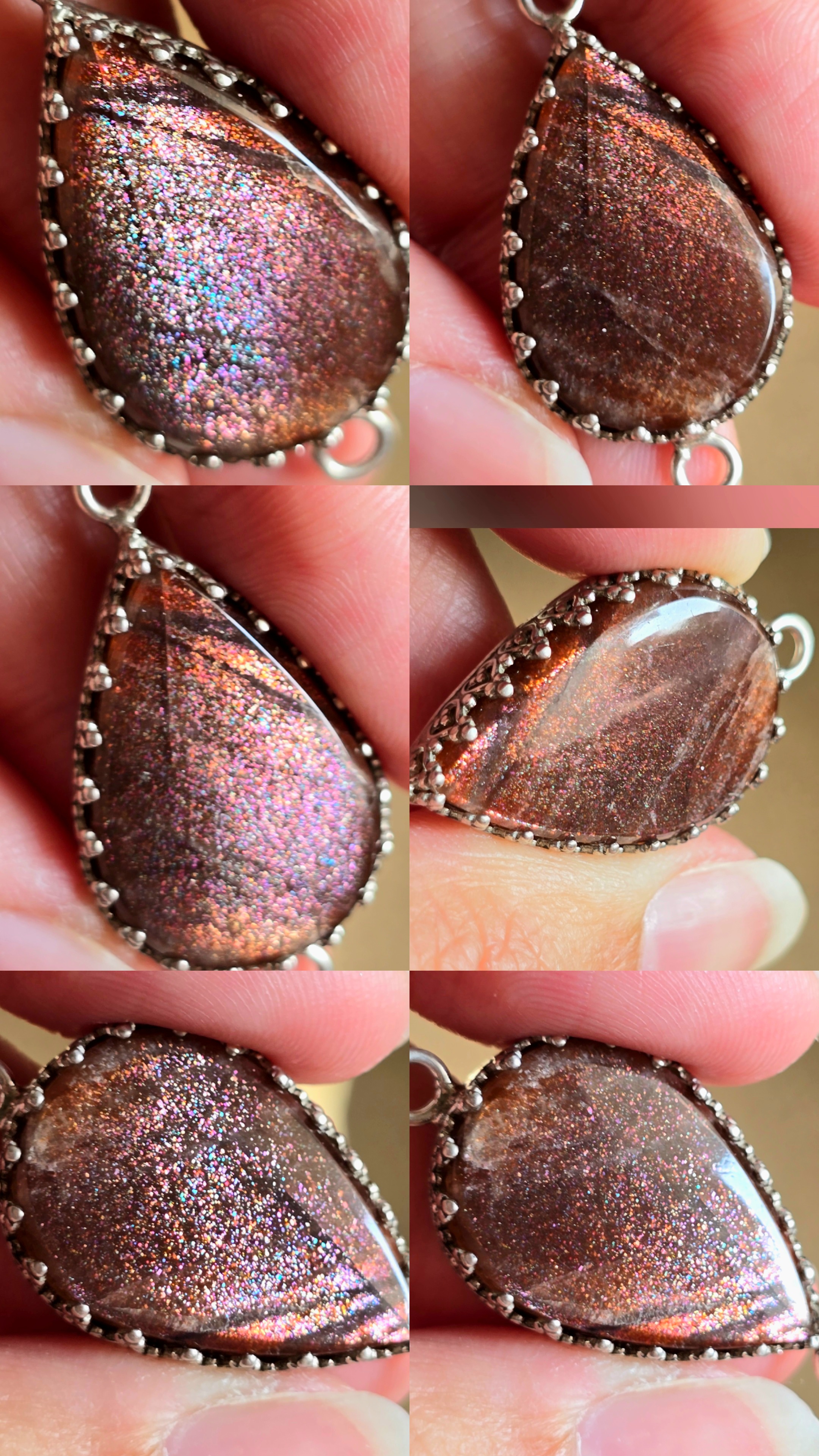 Purple Haze Sunstone Lattice Charm for Bracelet / Pendant 925 Silver 9 thumbnail 5