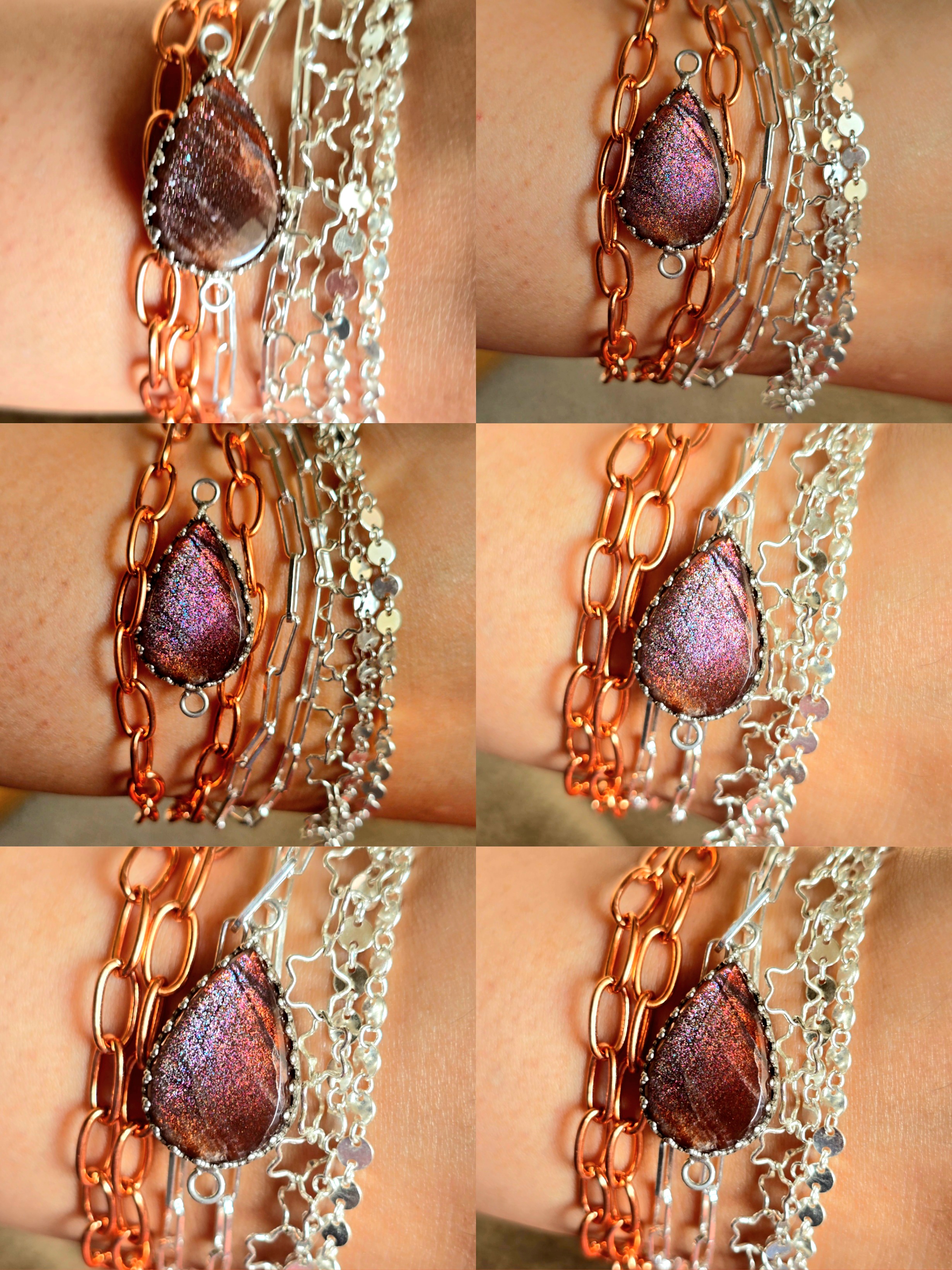 Purple Haze Sunstone Lattice Charm for Bracelet / Pendant 925 Silver 9 thumbnail 4