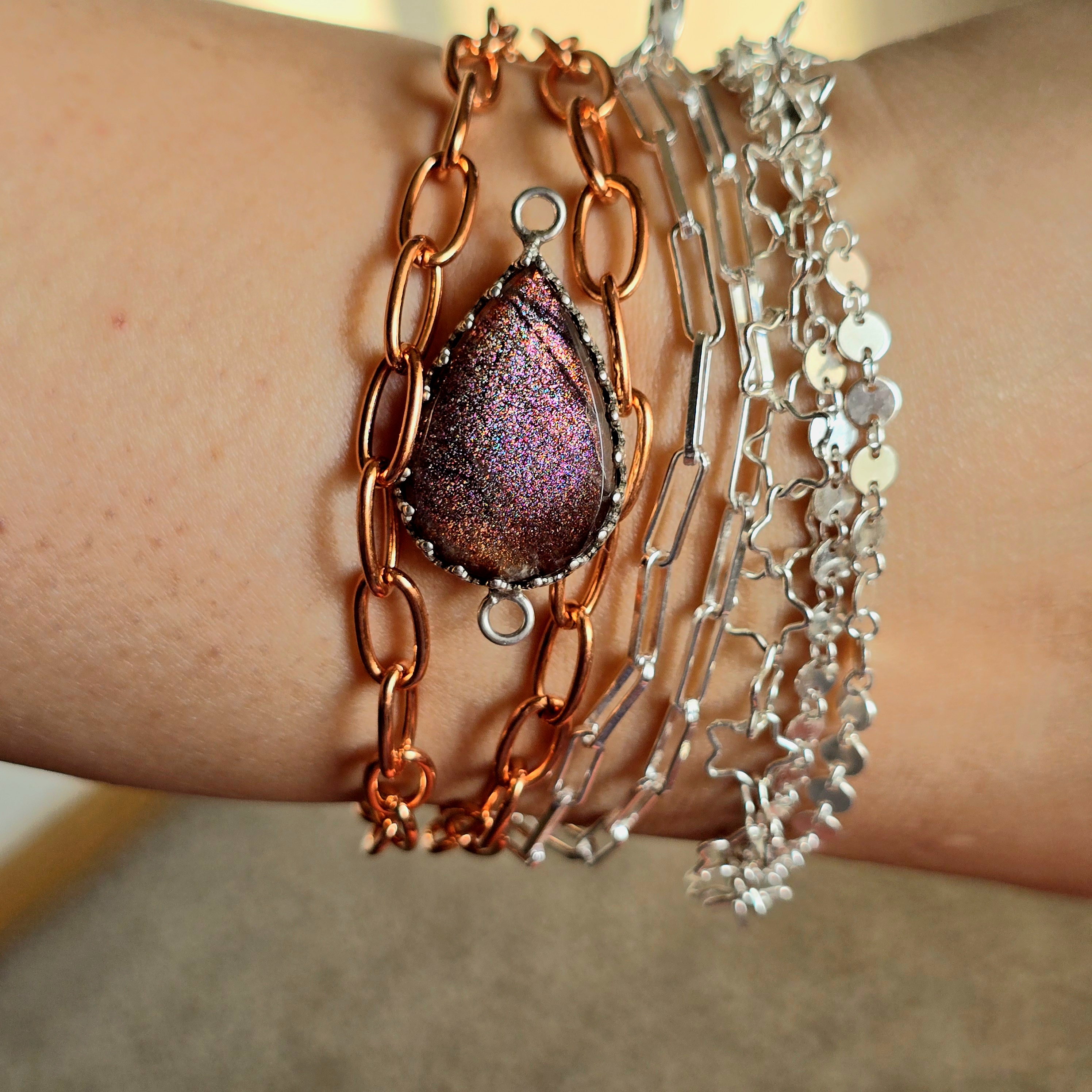 Purple Haze Sunstone Lattice Charm for Bracelet / Pendant 925 Silver 9 thumbnail 7