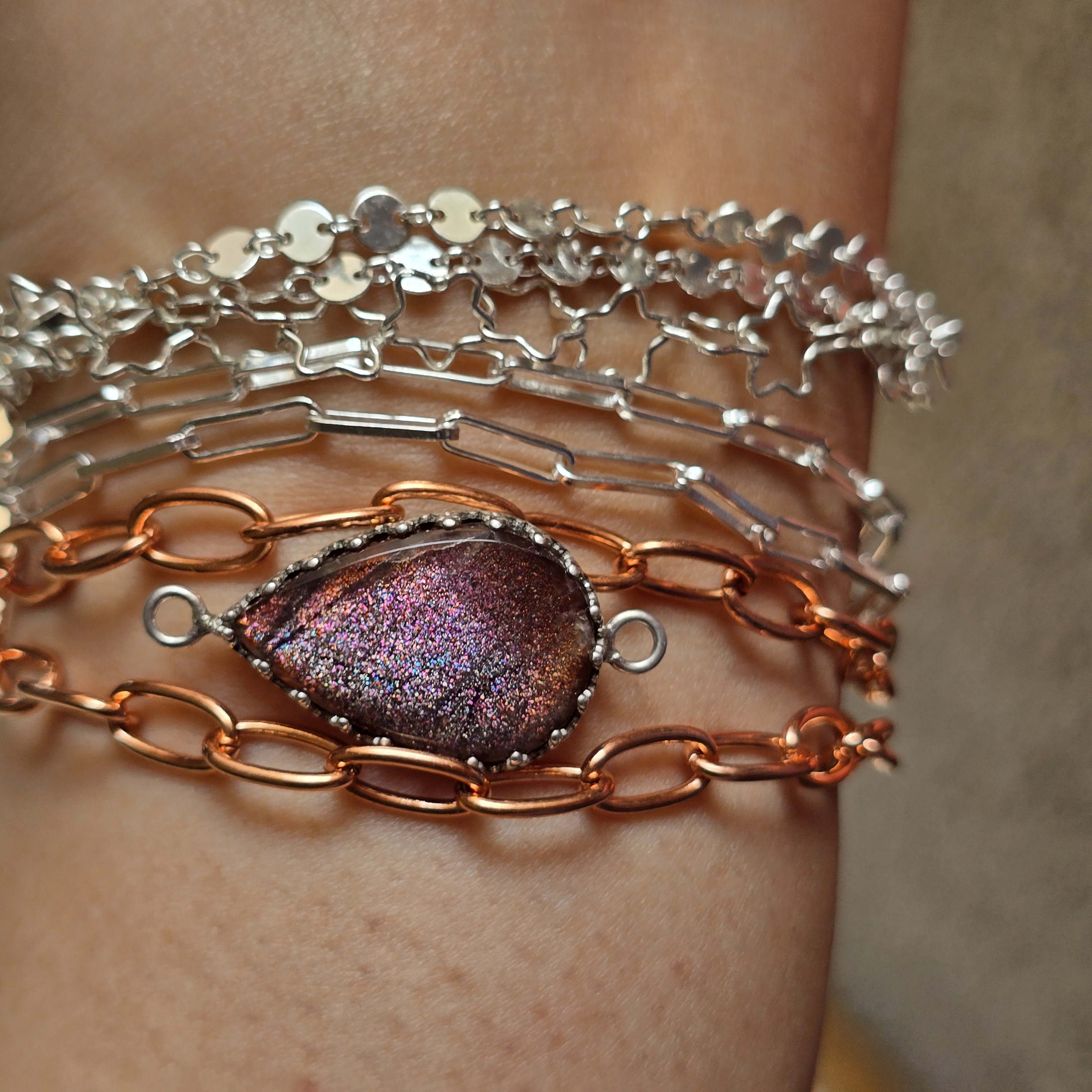 Purple Haze Sunstone Lattice Charm for Bracelet / Pendant 925 Silver 9 thumbnail 9