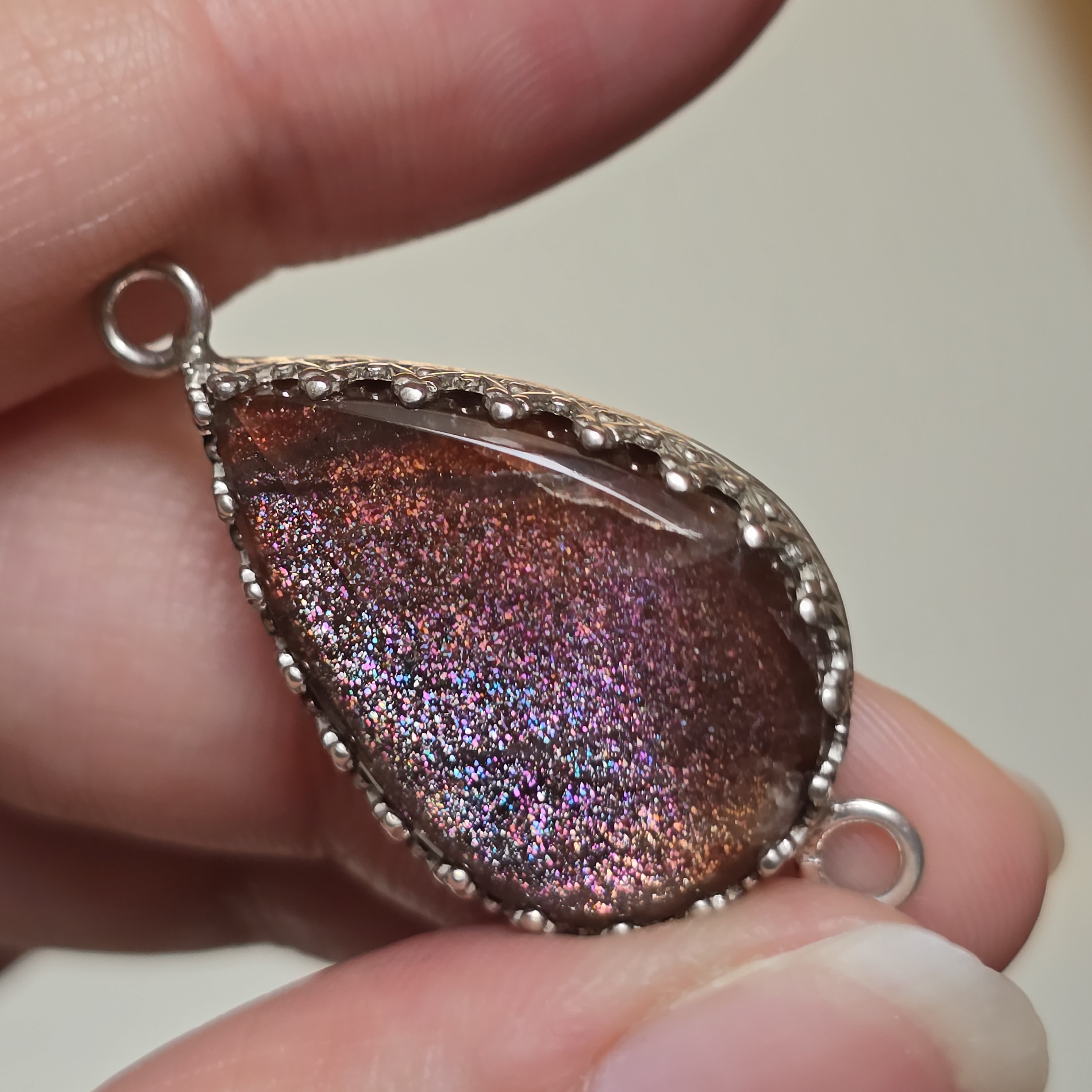 Purple Haze Sunstone Lattice Charm for Bracelet / Pendant 925 Silver 9 thumbnail 10