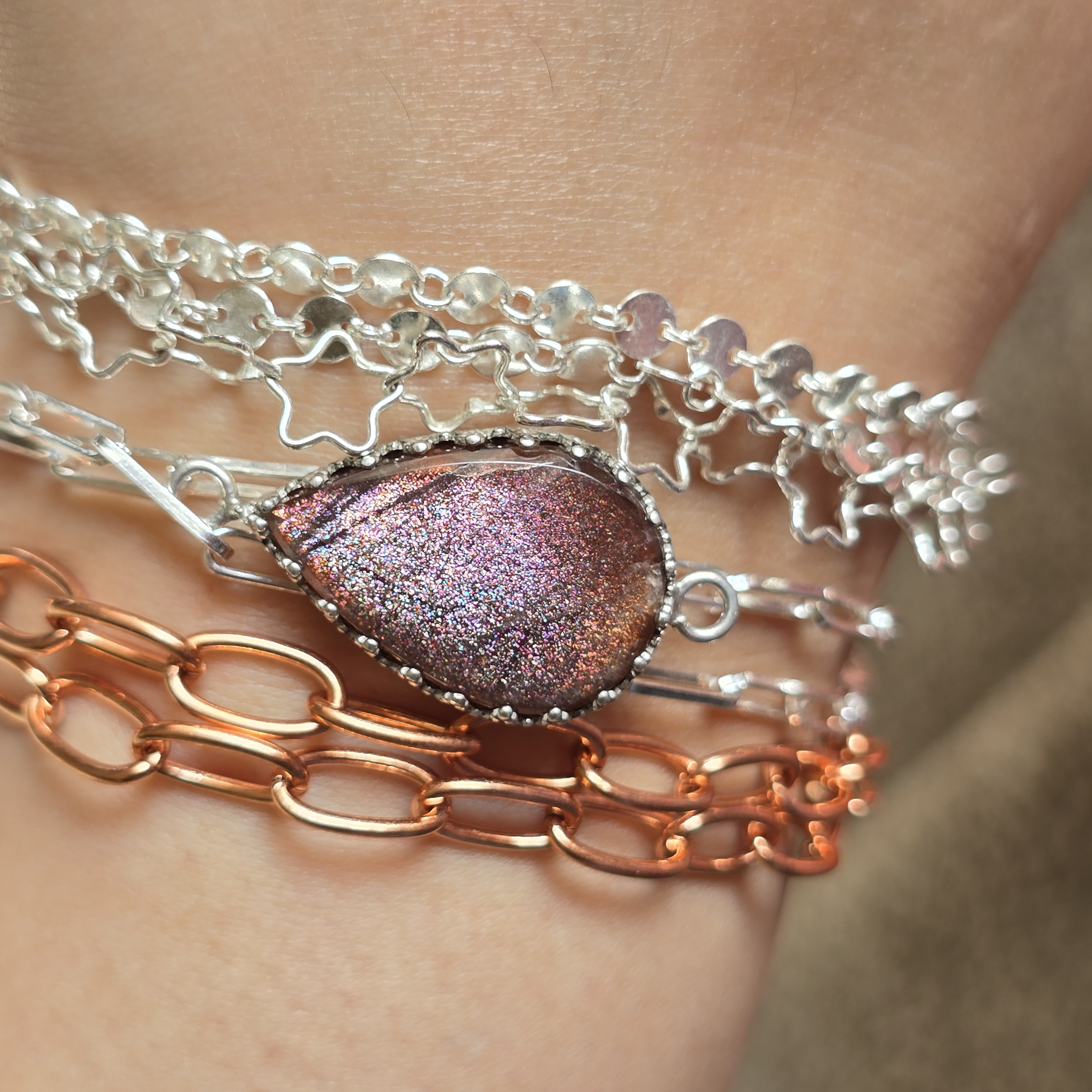 Purple Haze Sunstone Lattice Charm for Bracelet / Pendant 925 Silver 9 thumbnail 11