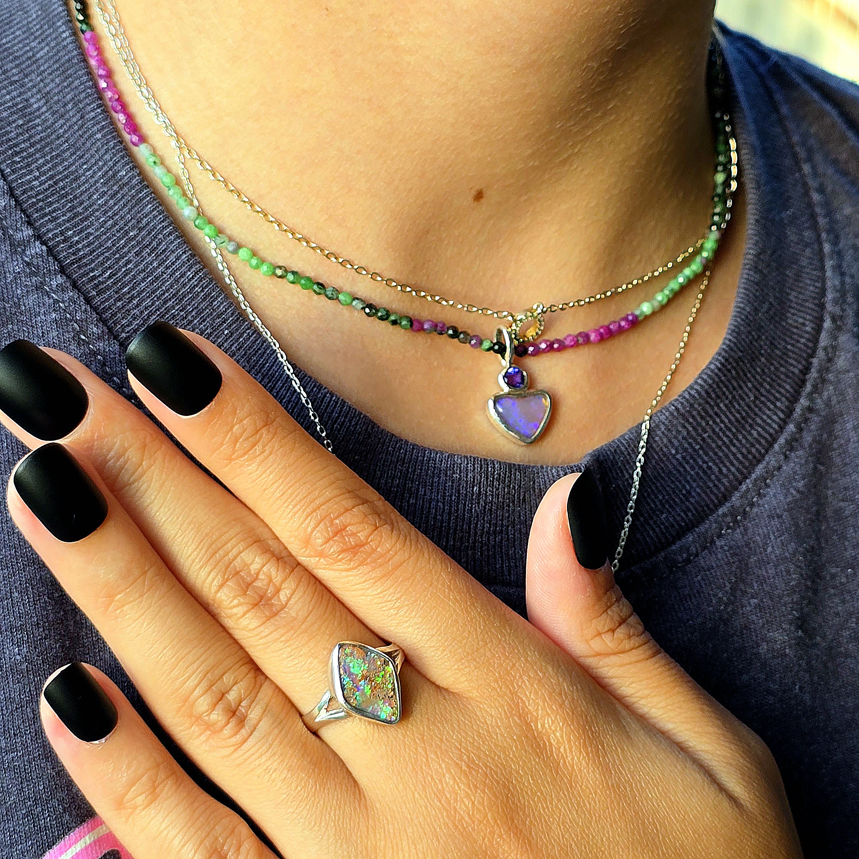 Natural Australian Opal Heart thumbnail 4