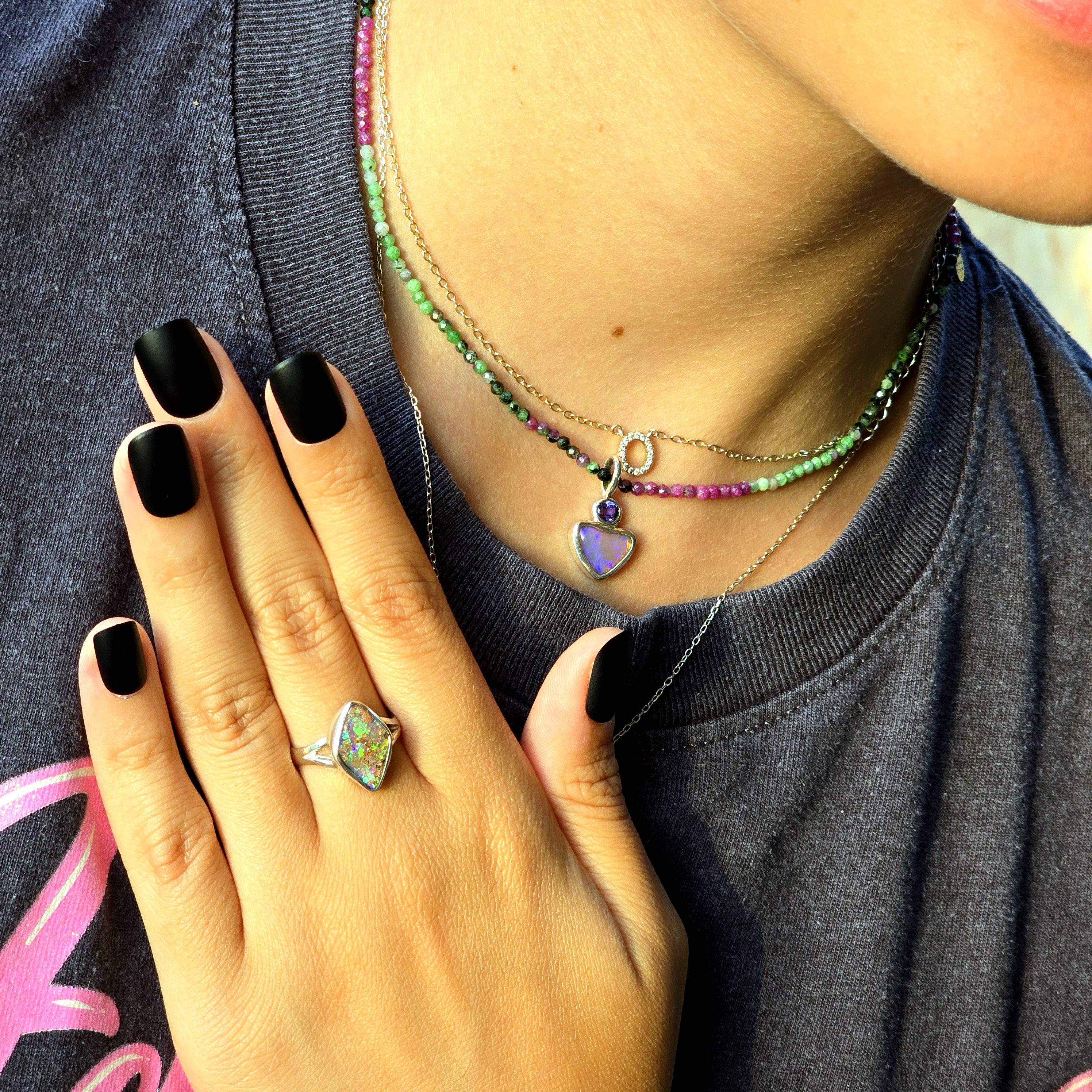 Natural Australian Opal Heart thumbnail 8