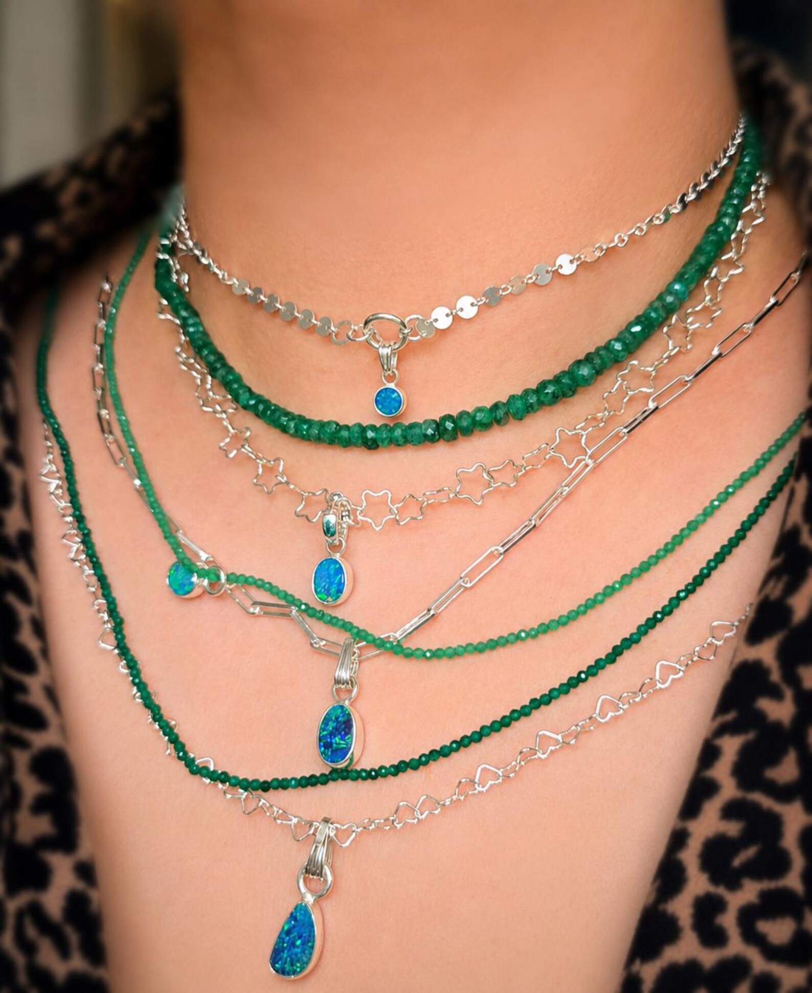 Natural Emerald gemstone strand necklace,   thumbnail 2