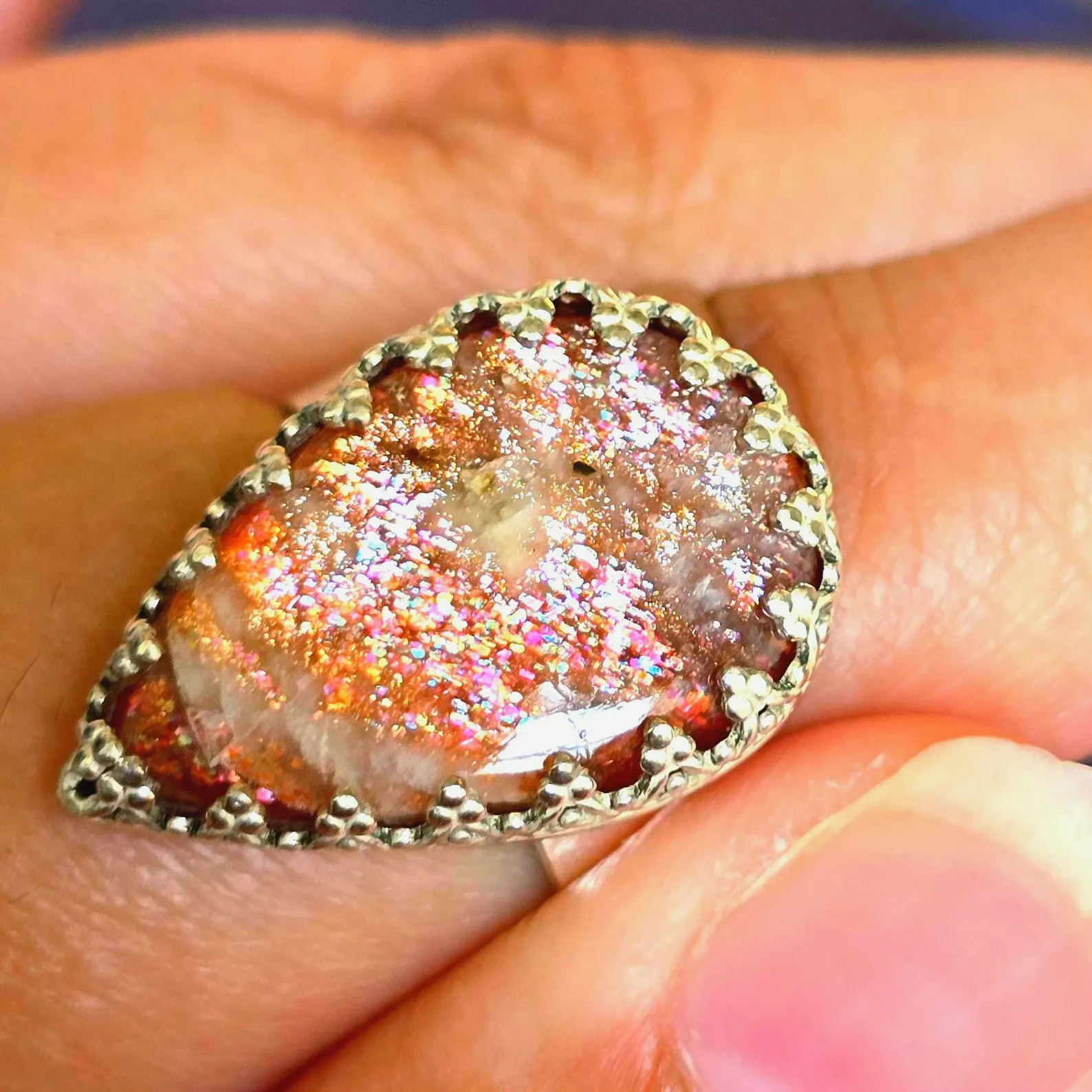 CONFETTI Sunstone Ring 925 Sterling Silver, Natural Purple haze ring 3