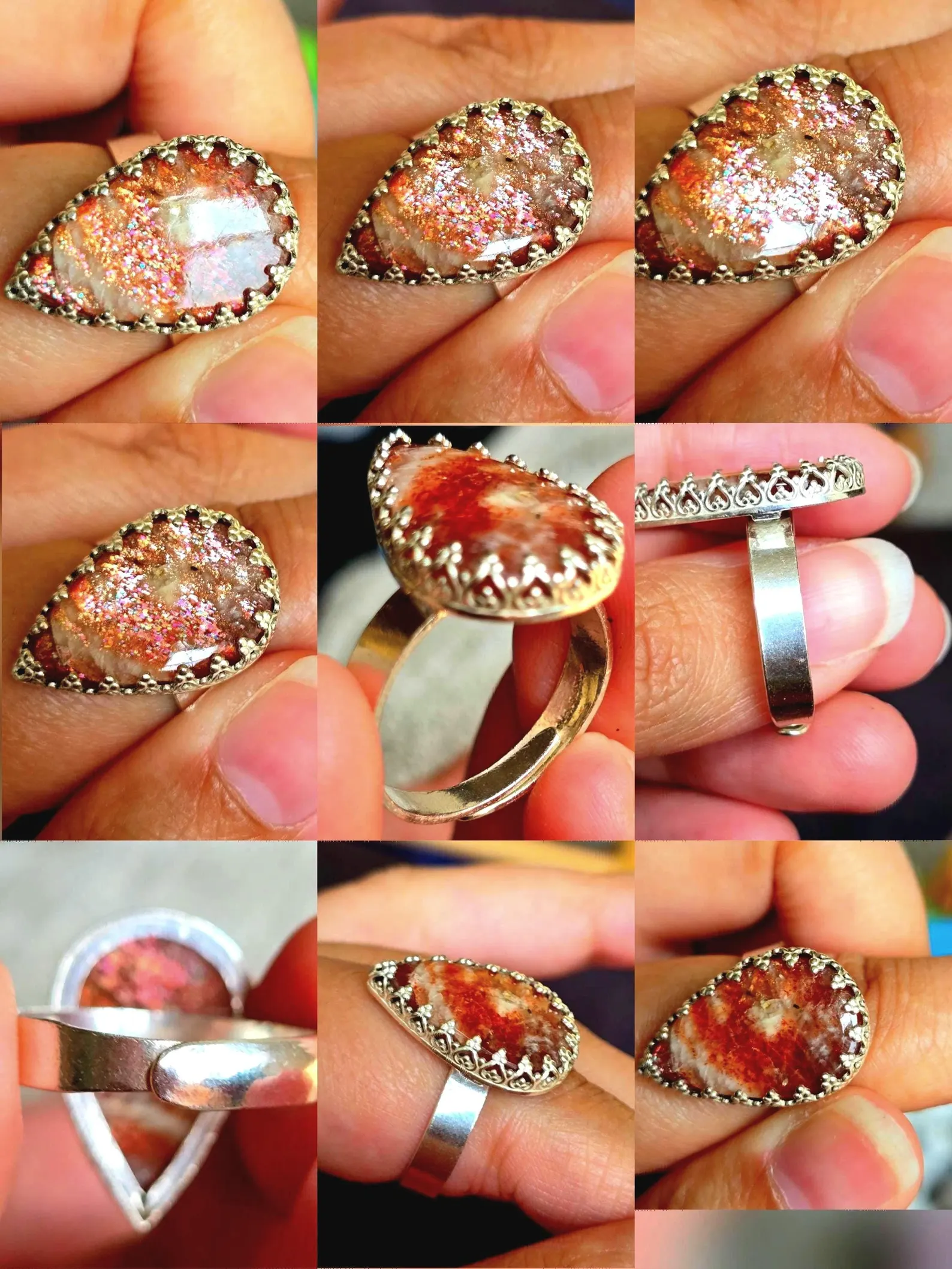 CONFETTI Sunstone Ring 925 Sterling Silver, Natural Purple haze ring 3 thumbnail 4