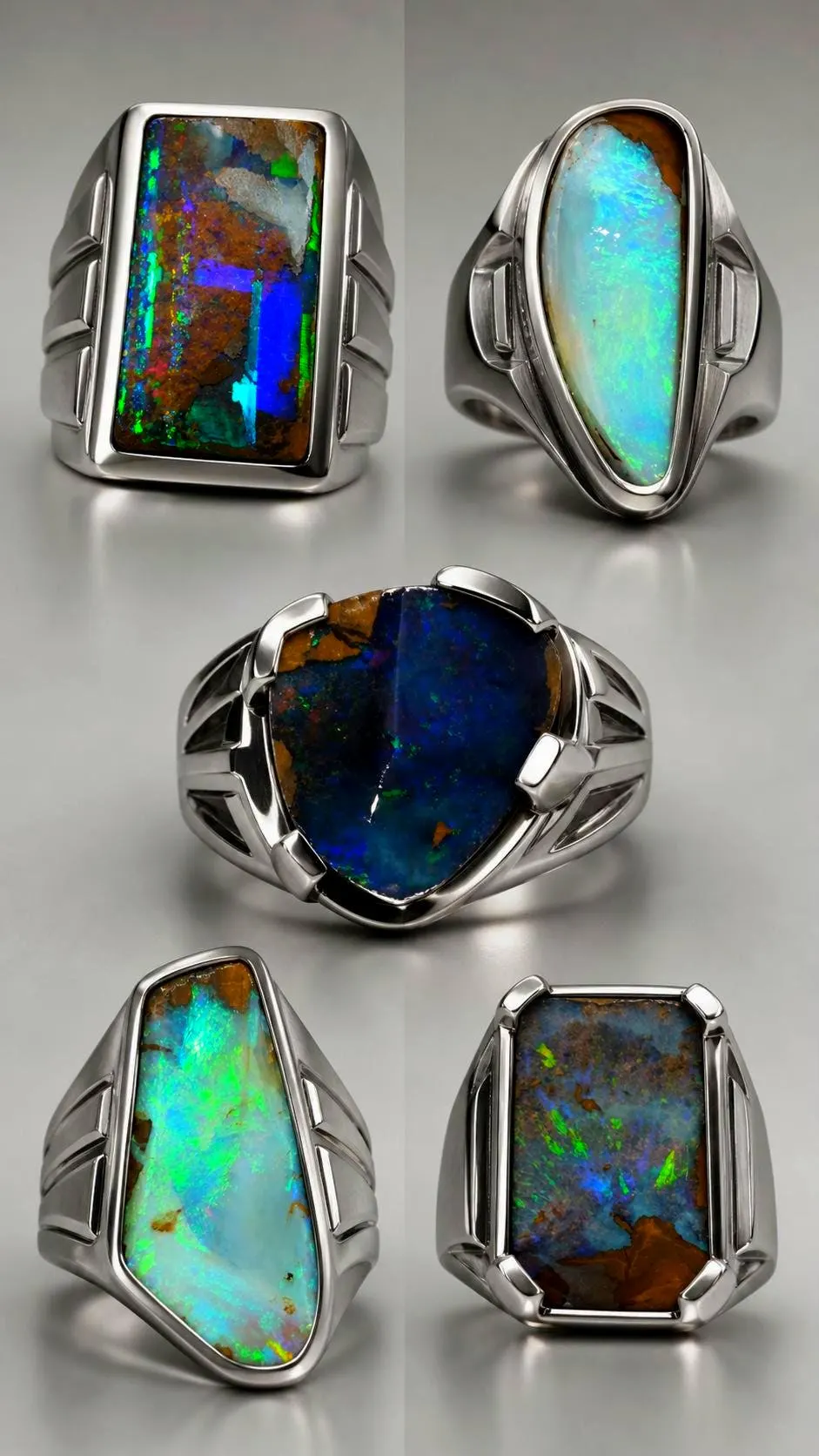 Custom BOULDER OPAL - Men's Natural Australian Opal Ring silver, Genuine Boulder Opal ring for men, fine opal jewelry, 925 sterling silver listing soon thumbnail 4
