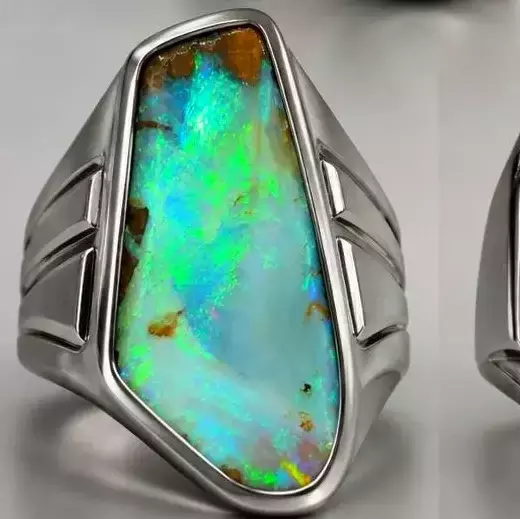 Custom BOULDER OPAL - Men's Natural Australian Opal Ring silver, Genuine Boulder Opal ring for men, fine opal jewelry, 925 sterling silver listing soon