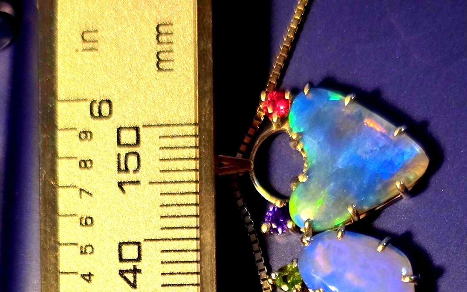 Natural Australian Opal Heart Necklace, Sapphire 925 Silver Blue Opal Pendant thumbnail 18