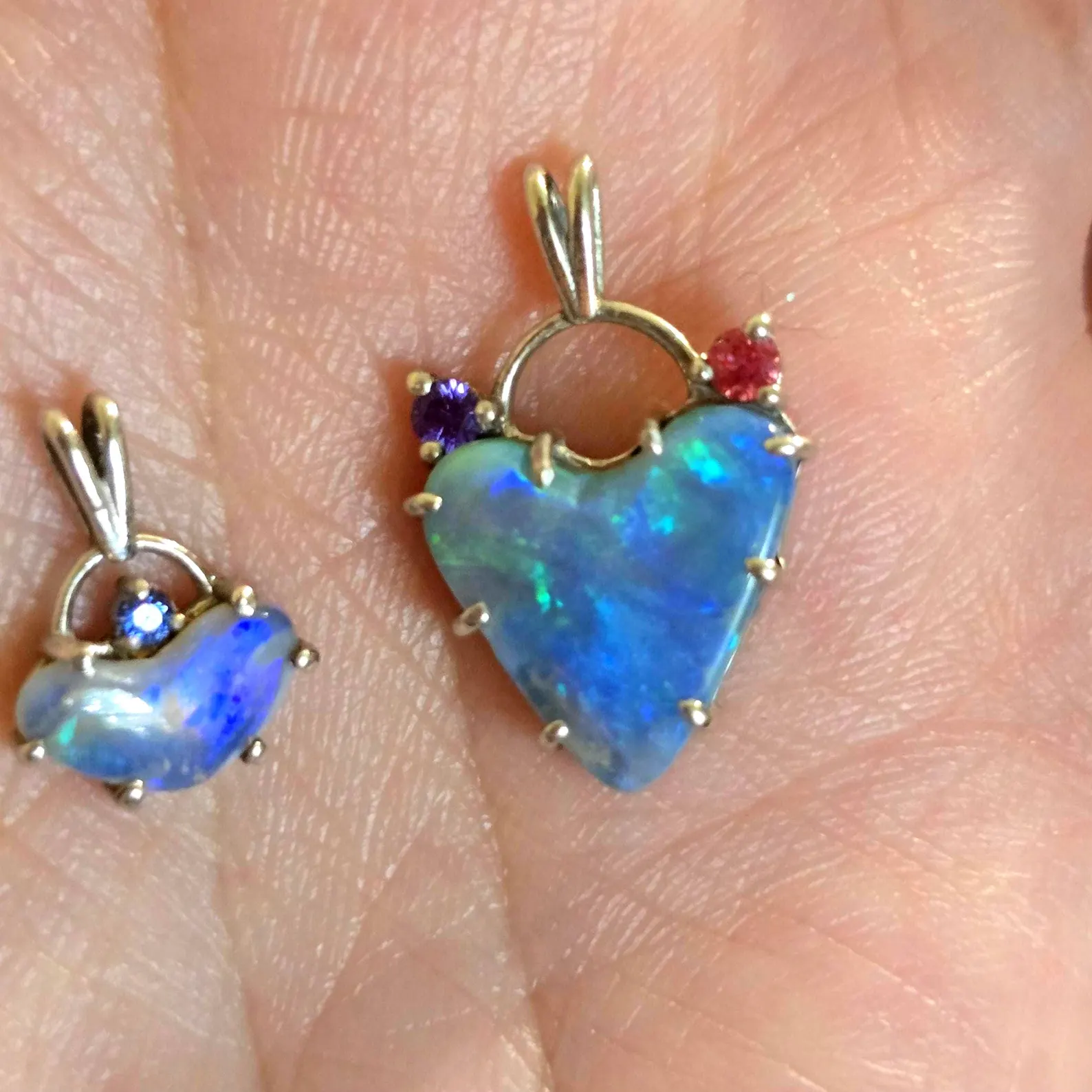 Natural Australian Opal Heart Necklace, Sapphire 925 Silver Blue Opal Pendant thumbnail 16