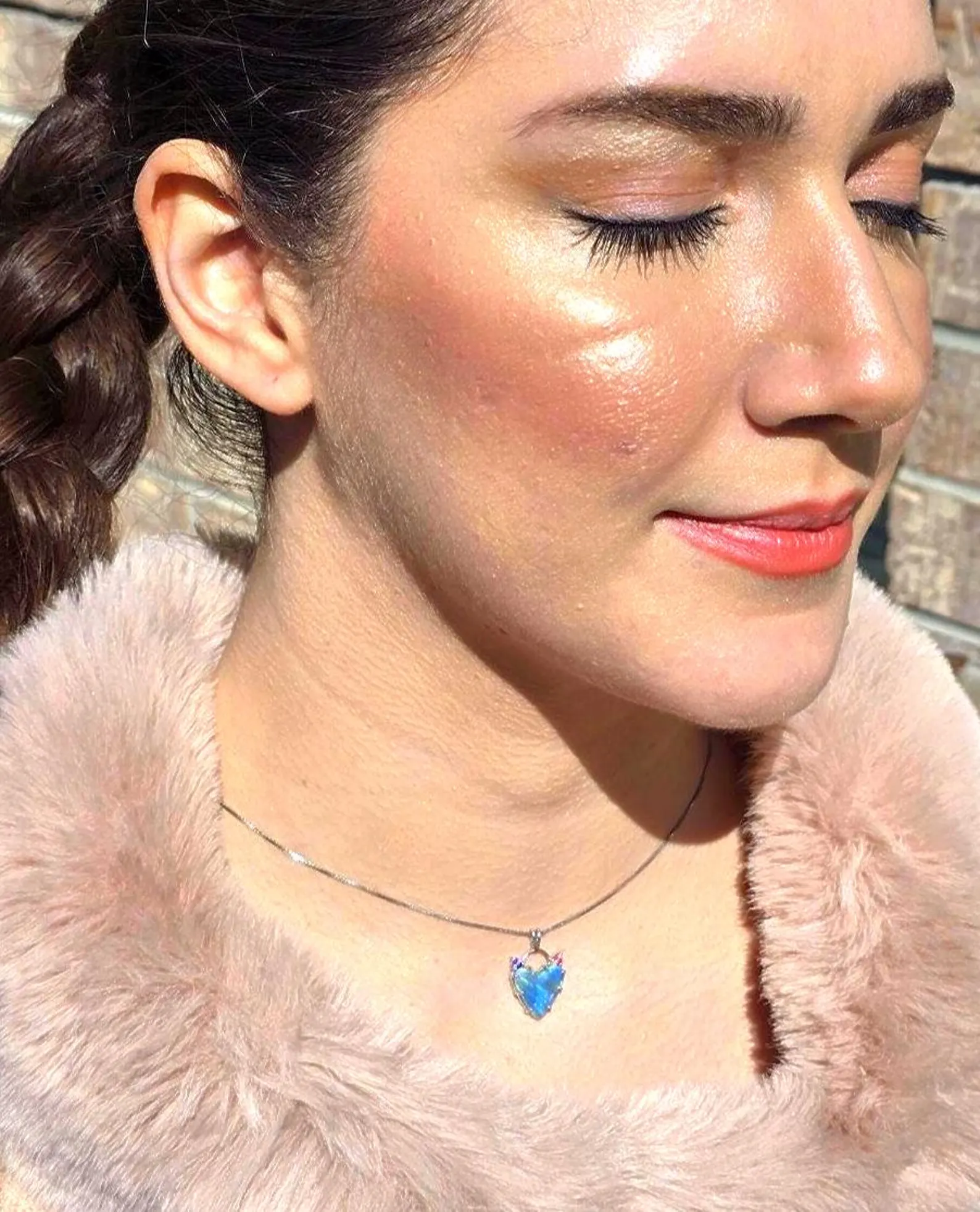 Natural Australian Opal Heart Necklace, Sapphire 925 Silver Blue Opal Pendant thumbnail 10
