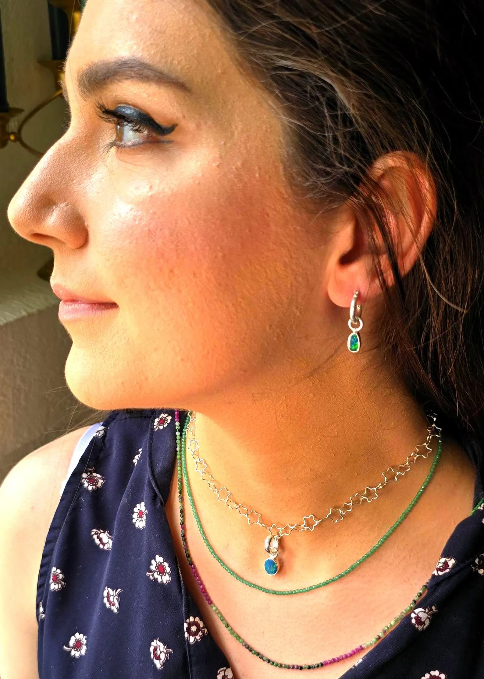 Natural Australian Opal Hoops 925 sterling silver 8 thumbnail 6