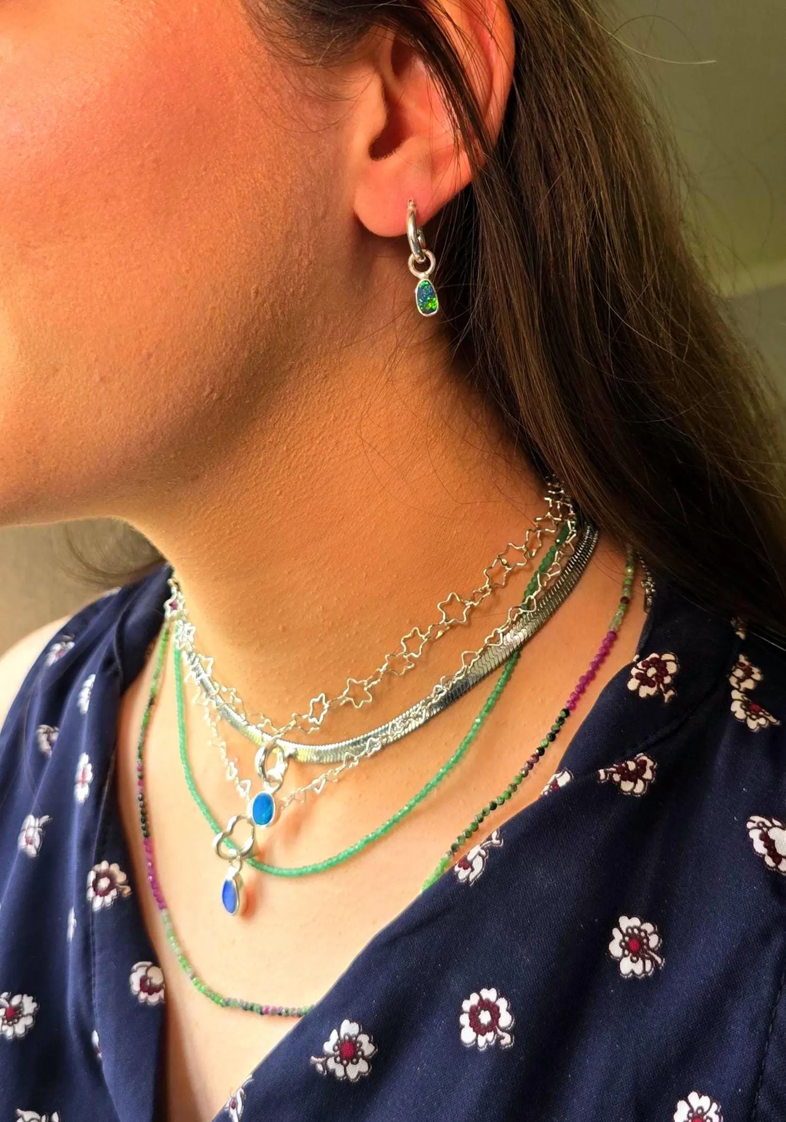 Natural Australian Opal Hoops 925 sterling silver 8 thumbnail 8
