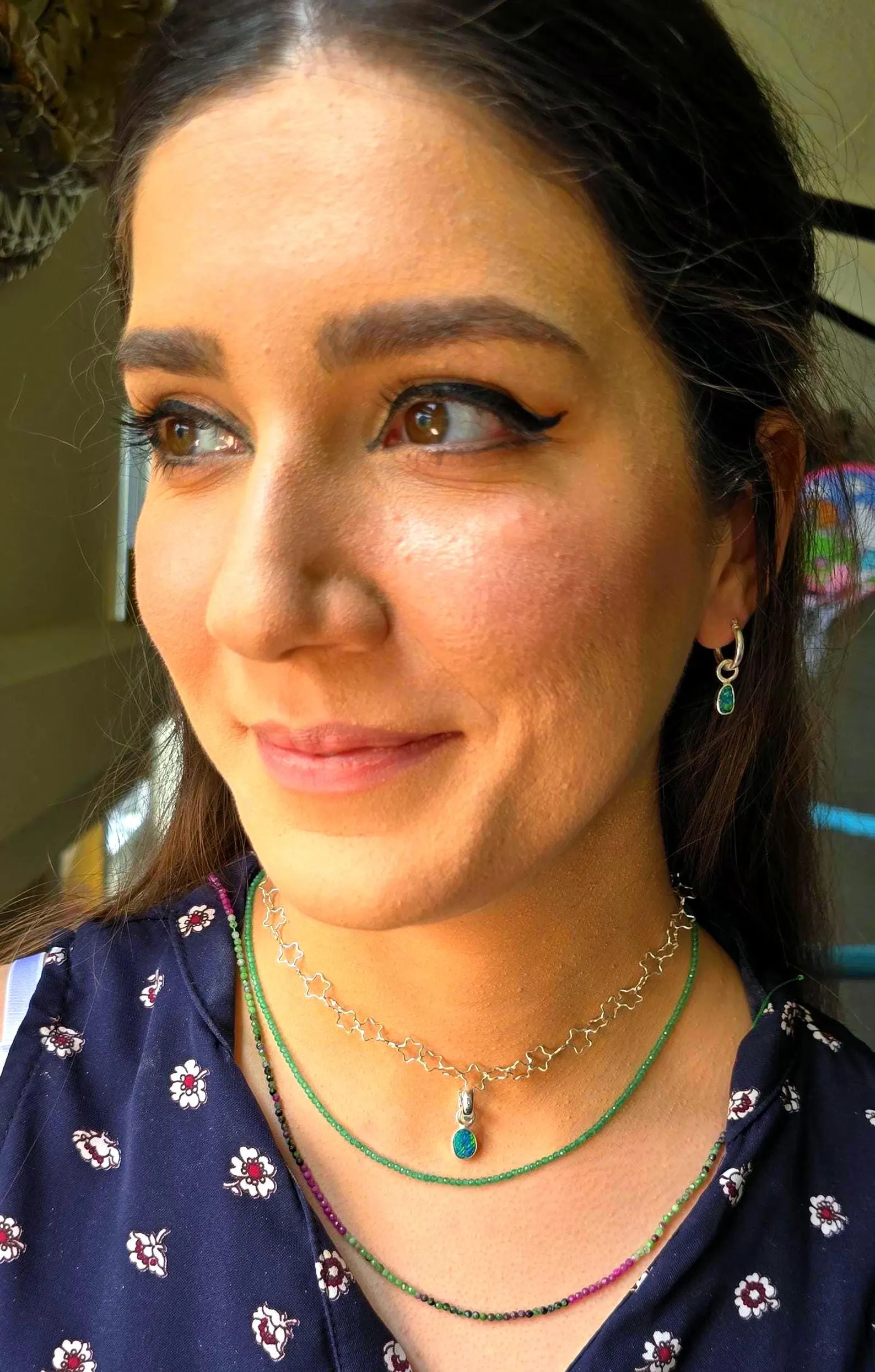 Natural Australian Opal Hoops 925 sterling silver 8 thumbnail 9