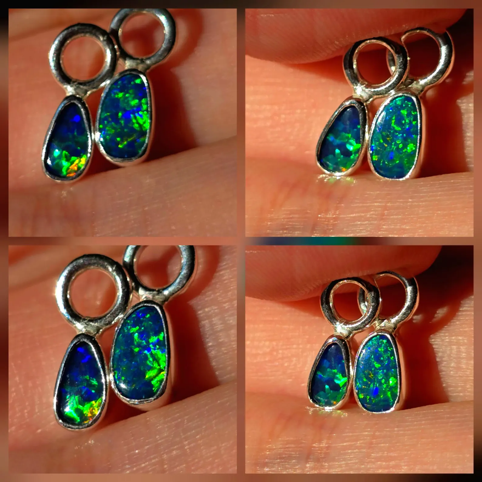 Natural Australian Opal Hoops 925 sterling silver 8 thumbnail 5