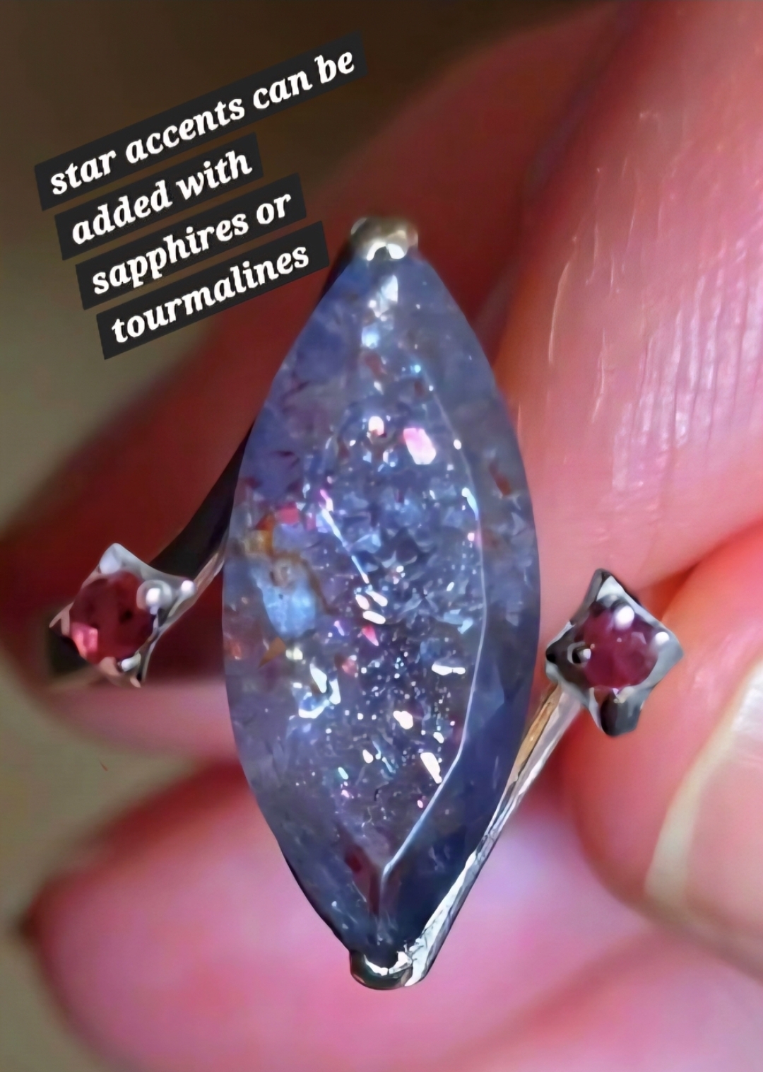 A babe - Bloodshot Iolite Ring CUSTOM Iolite Hematite Ring   thumbnail 6