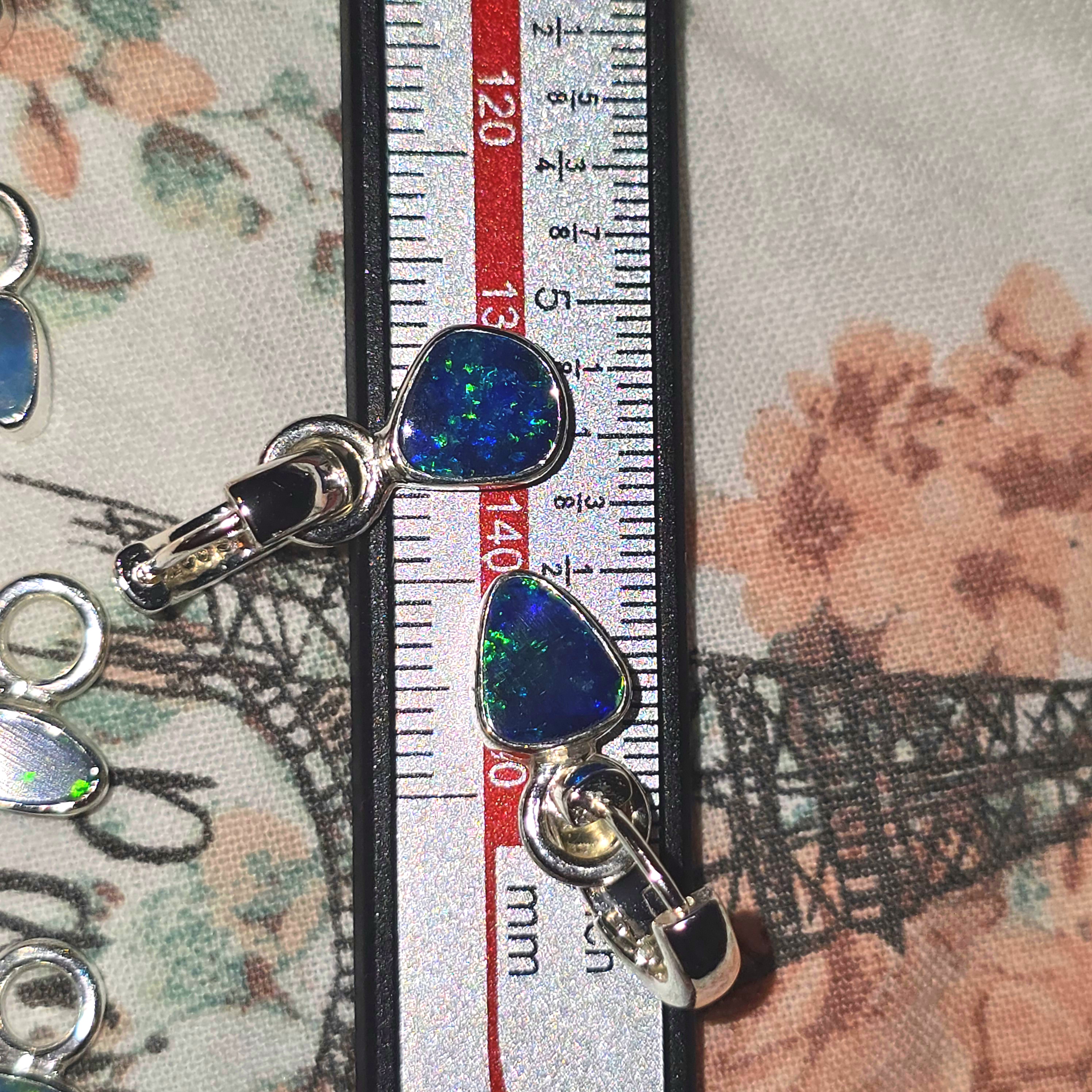 Natural Australian Opal Hoops 925 sterling silver 15 thumbnail 13