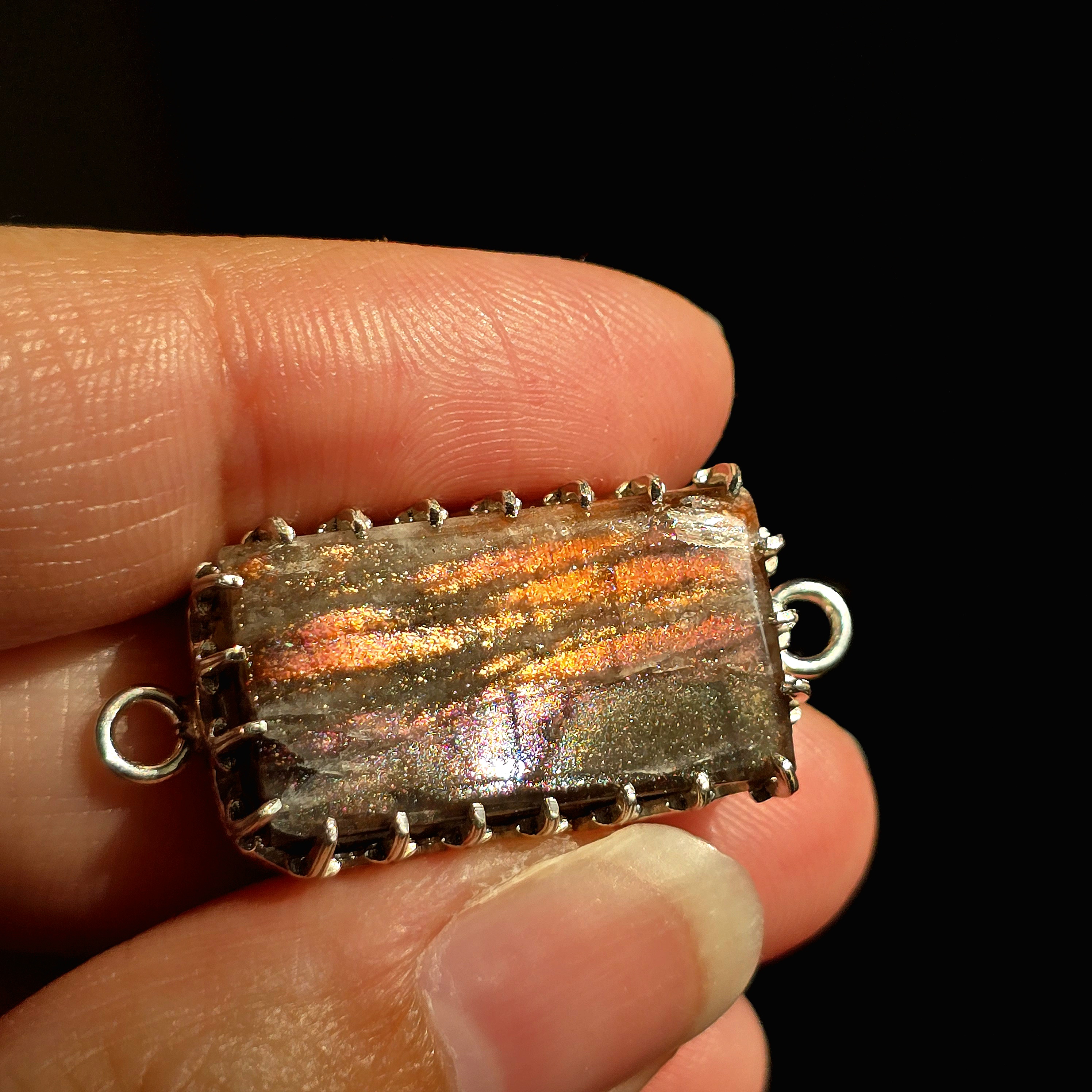 Purple Haze Sunstone Lattice Charm for Bracelet / Pendant 925 Silver  2 thumbnail 9