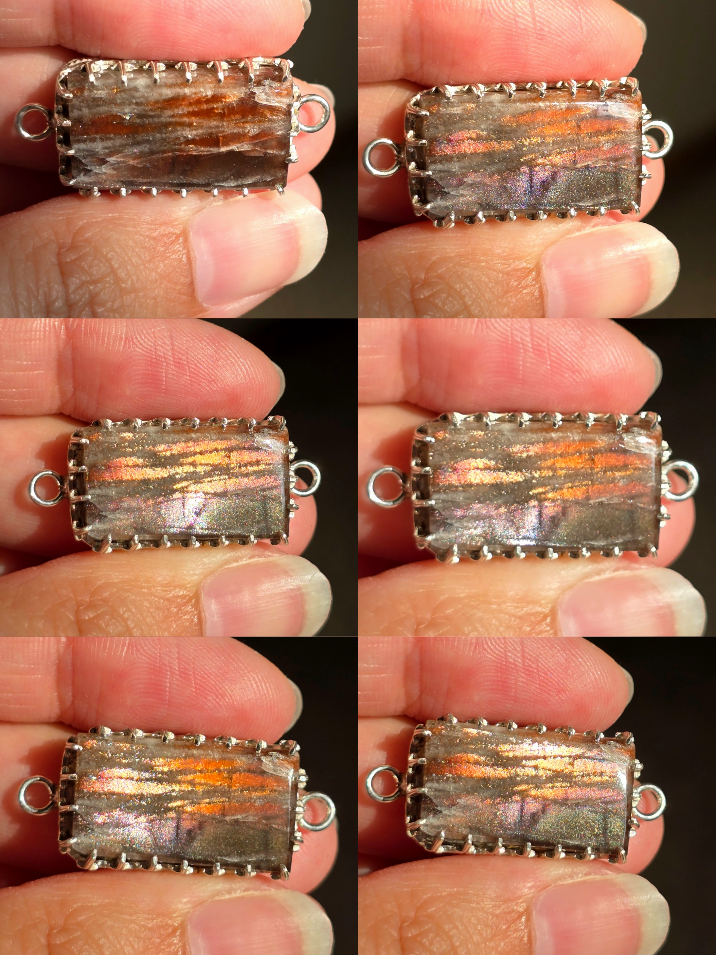 Purple Haze Sunstone Lattice Charm for Bracelet / Pendant 925 Silver  2 thumbnail 5