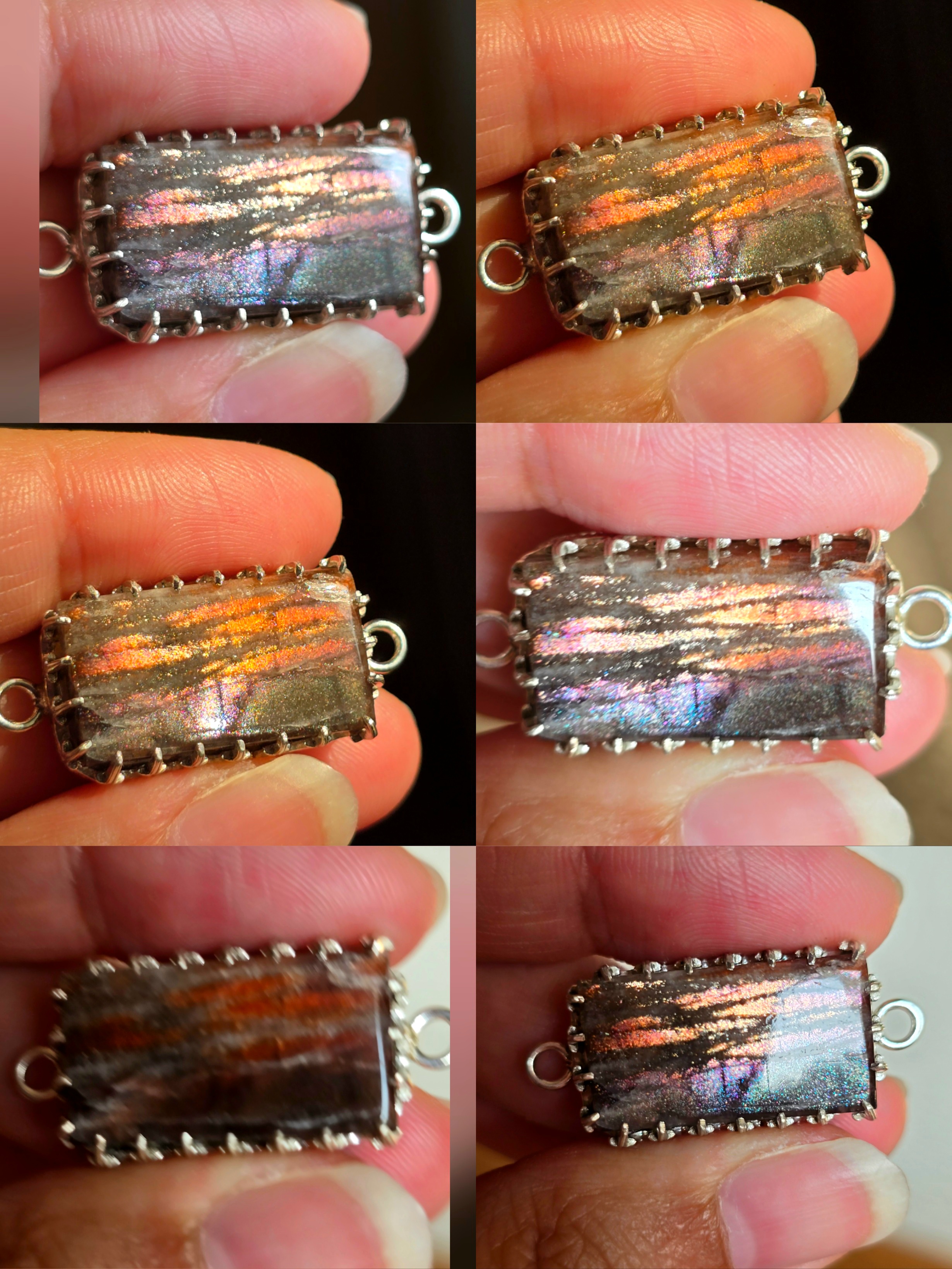 Purple Haze Sunstone Lattice Charm for Bracelet / Pendant 925 Silver  2 thumbnail 4