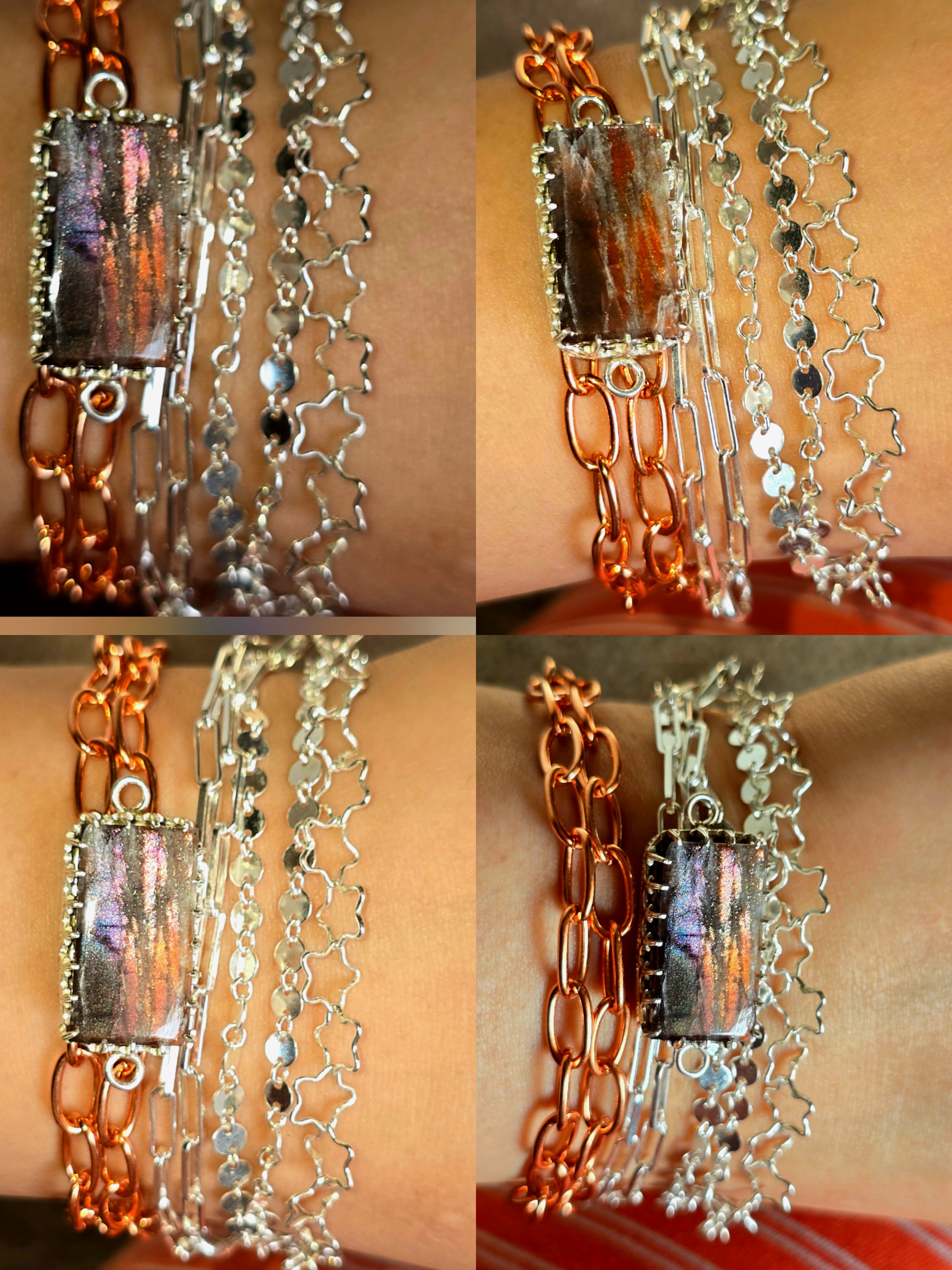 Purple Haze Sunstone Lattice Charm for Bracelet / Pendant 925 Silver  2 thumbnail 7
