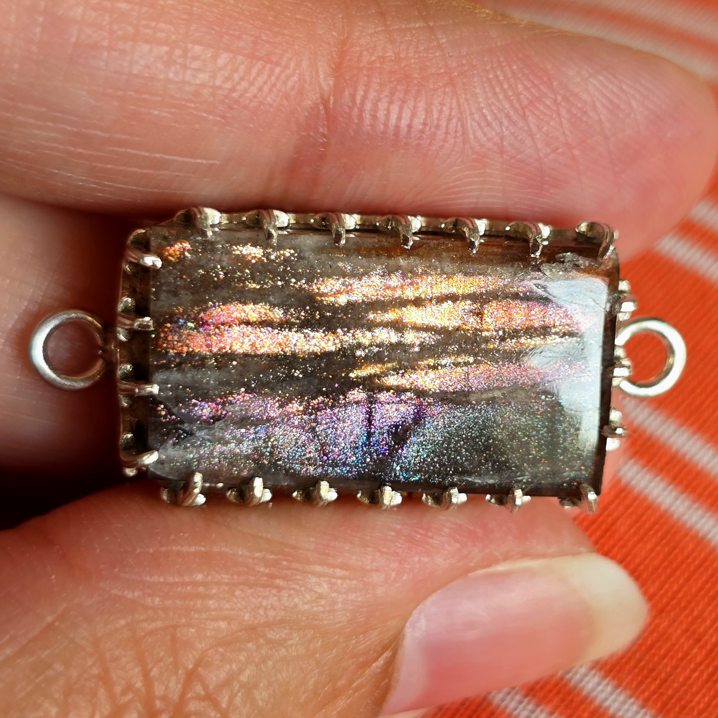 Purple Haze Sunstone Lattice Charm for Bracelet / Pendant 925 Silver  2 thumbnail 8