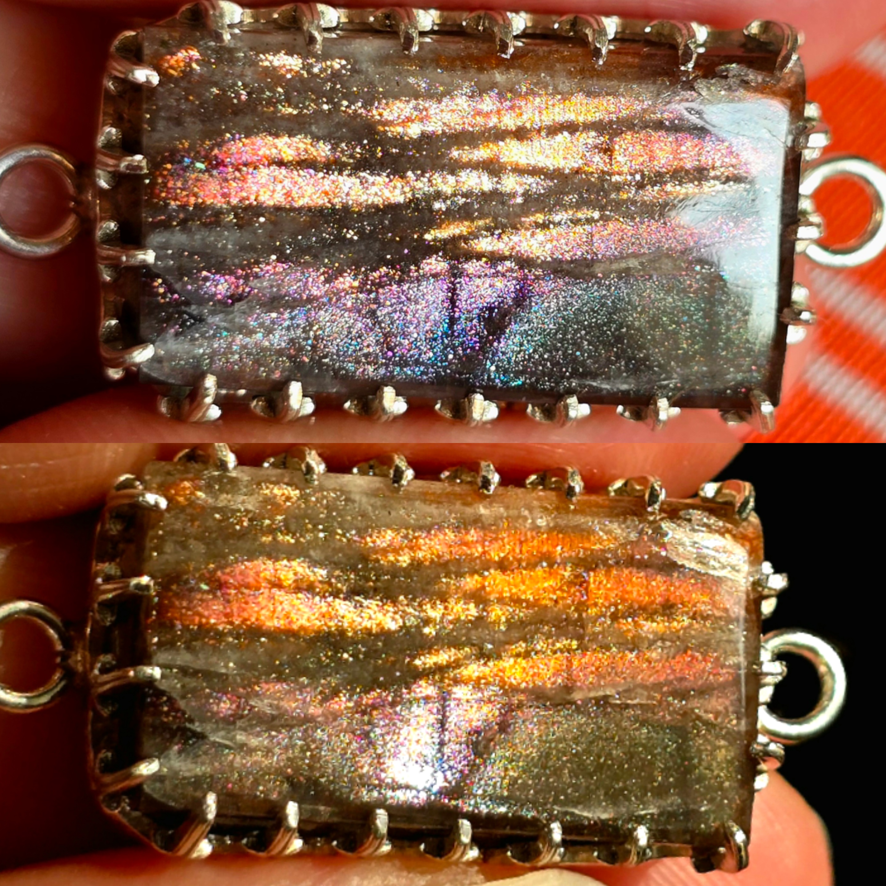 Purple Haze Sunstone Lattice Charm for Bracelet / Pendant 925 Silver  2