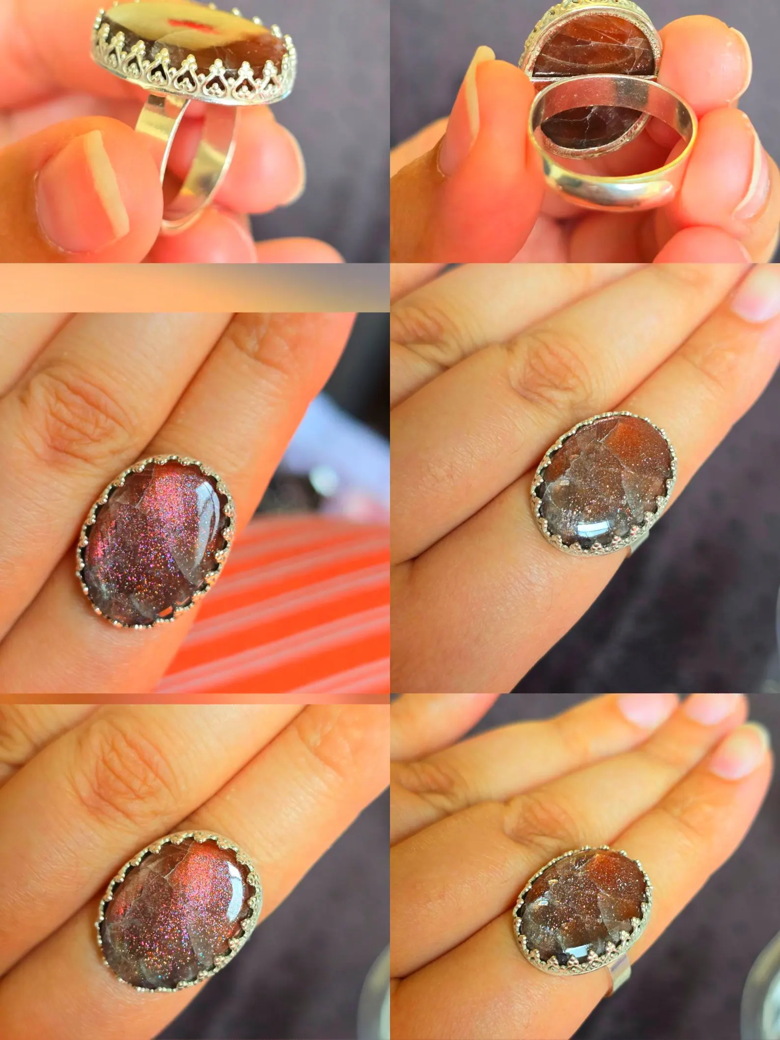  Natural Purple haze ring, Sunstone Lattice Ring  3 thumbnail 5