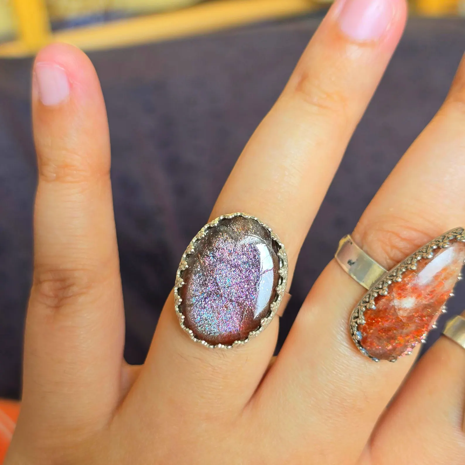  Natural Purple haze ring, Sunstone Lattice Ring  3 thumbnail 3