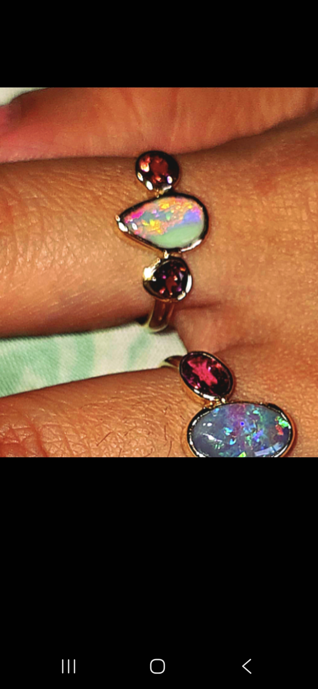 AuroraOpal - Solid 10k Gold Natural Australian Opal Ring, Pink Tourmaline, Size 6.75   thumbnail 11