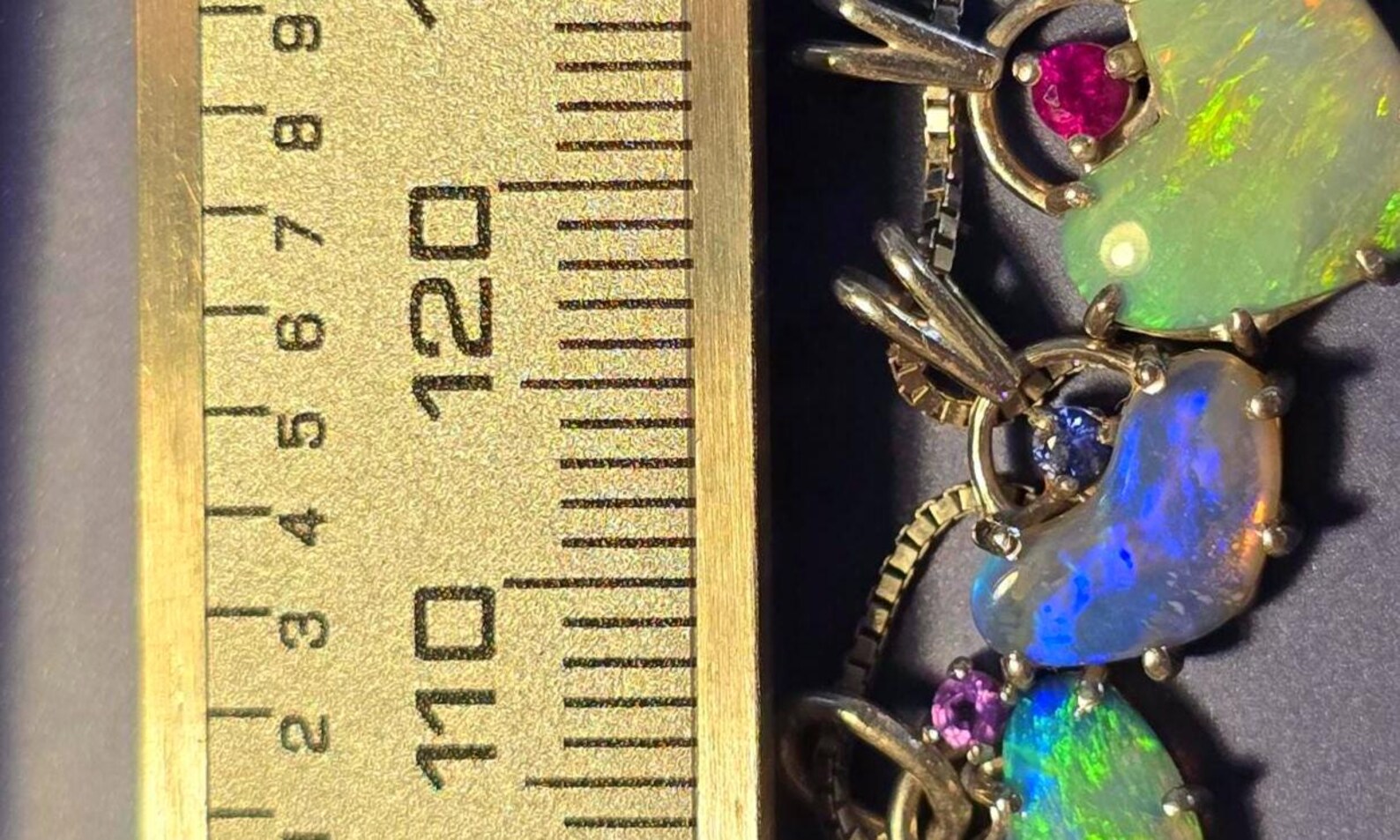 Blue baby - Natural Australian Opal Heart Necklace, Natural Sapphire, 925 Silver  thumbnail 19